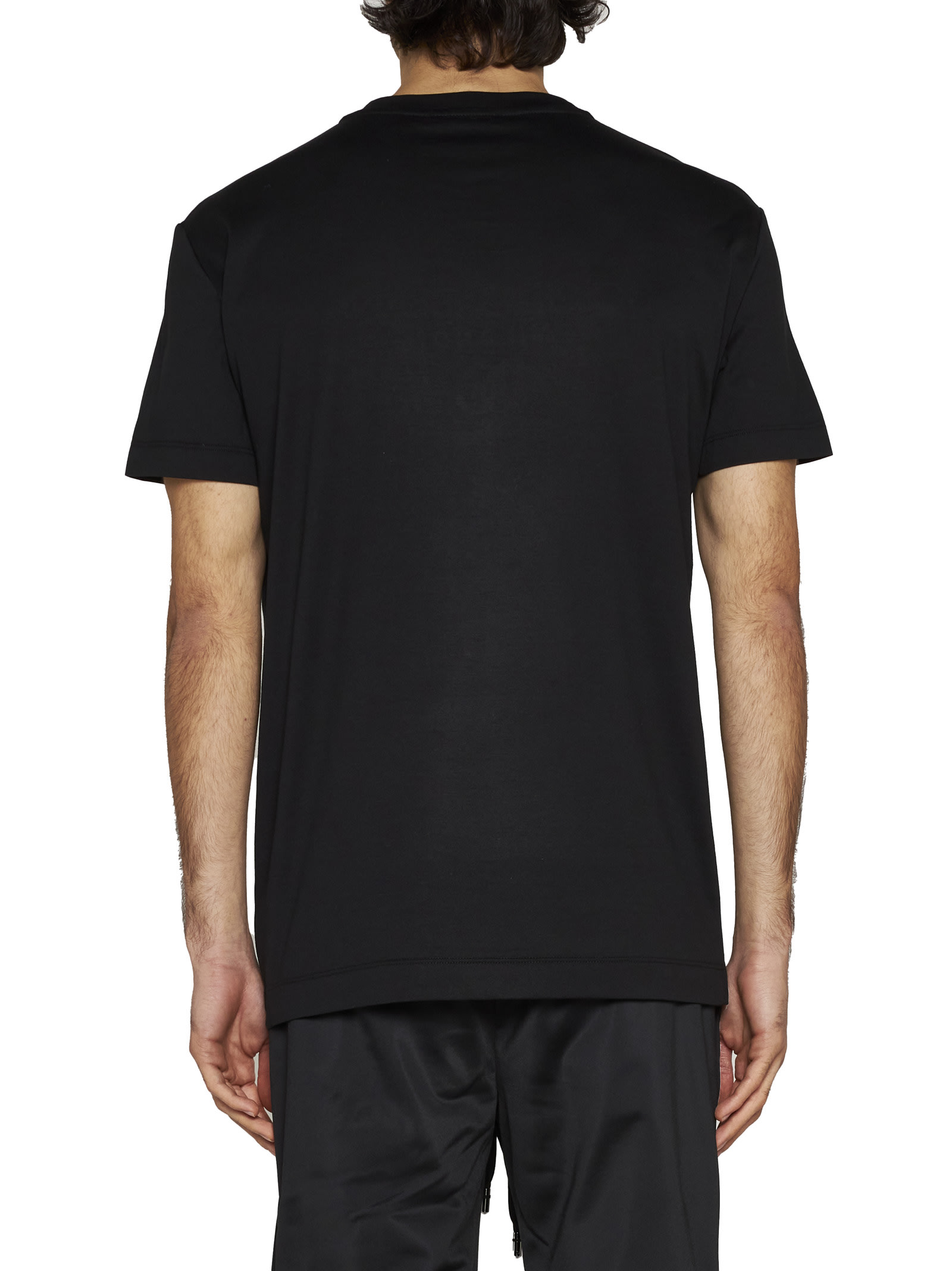 Dolce & Gabbana Jersey Round-neck T-shirt With Dg Milano Embroidery In Nero