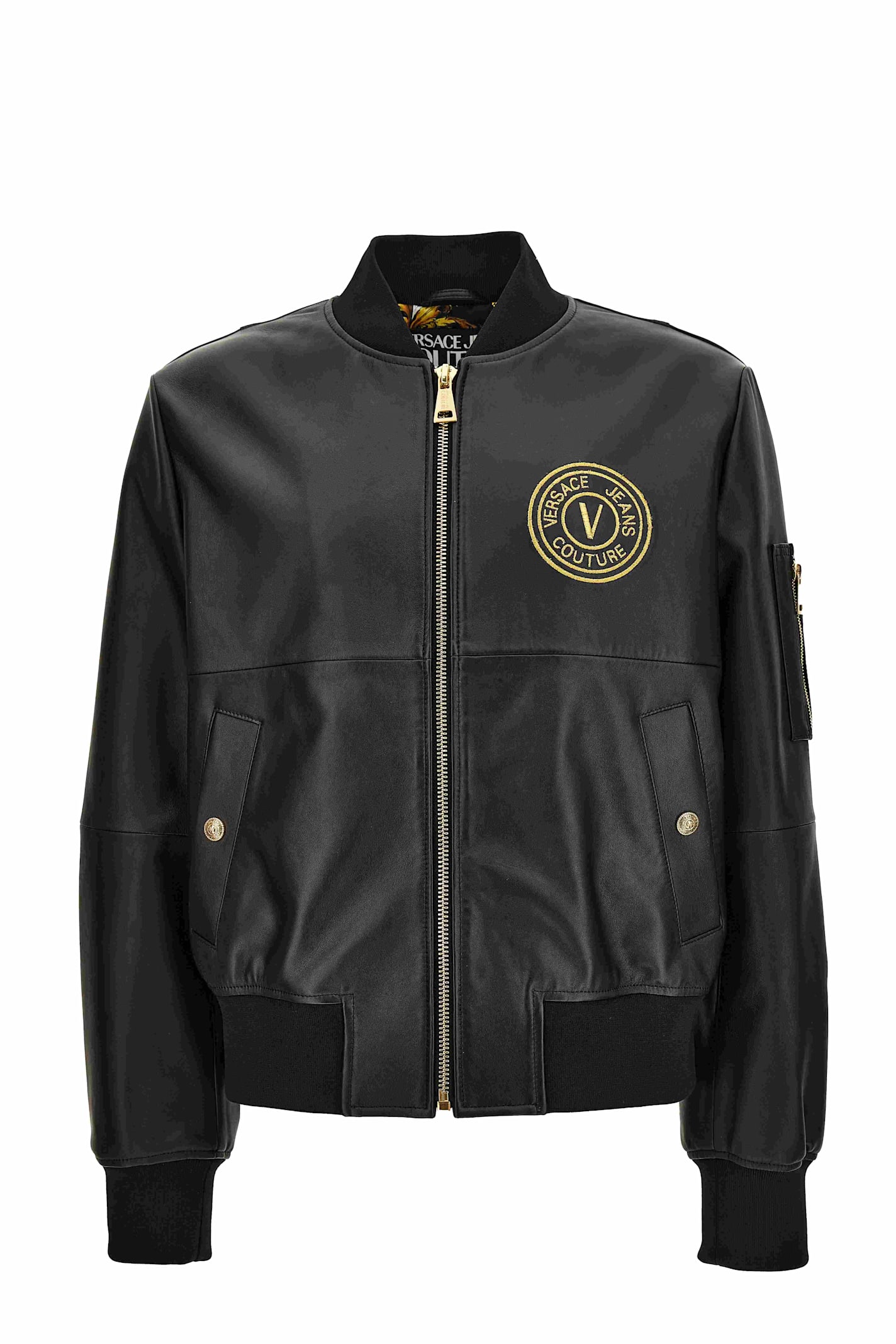 Shop Versace Jeans Couture Leather Jacket In Black