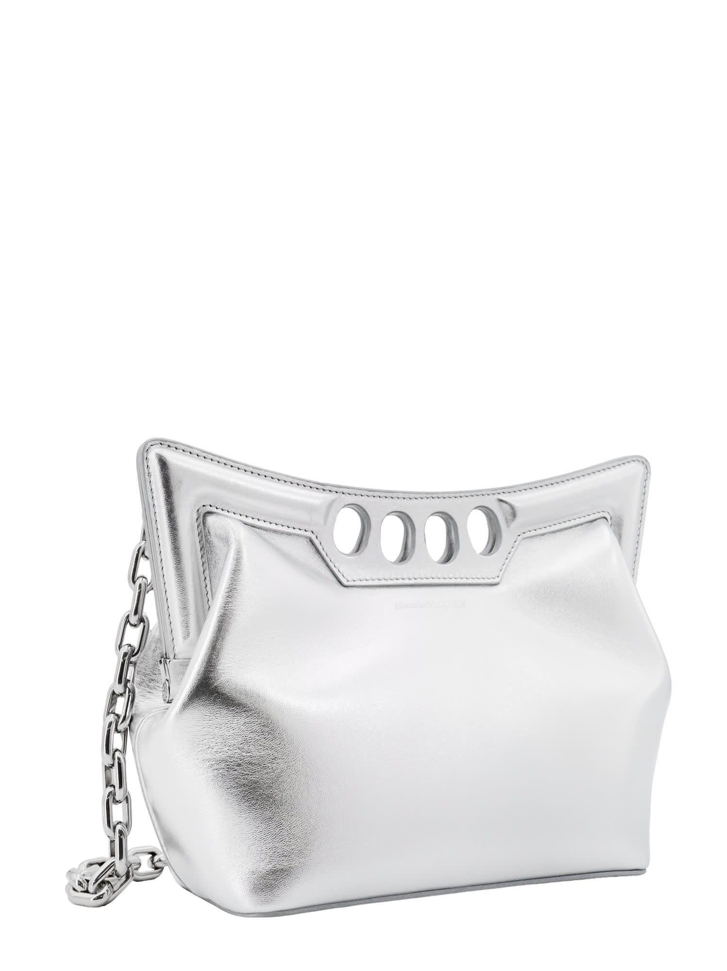 Shop Alexander Mcqueen The Peak Shoulder Bag In Silver