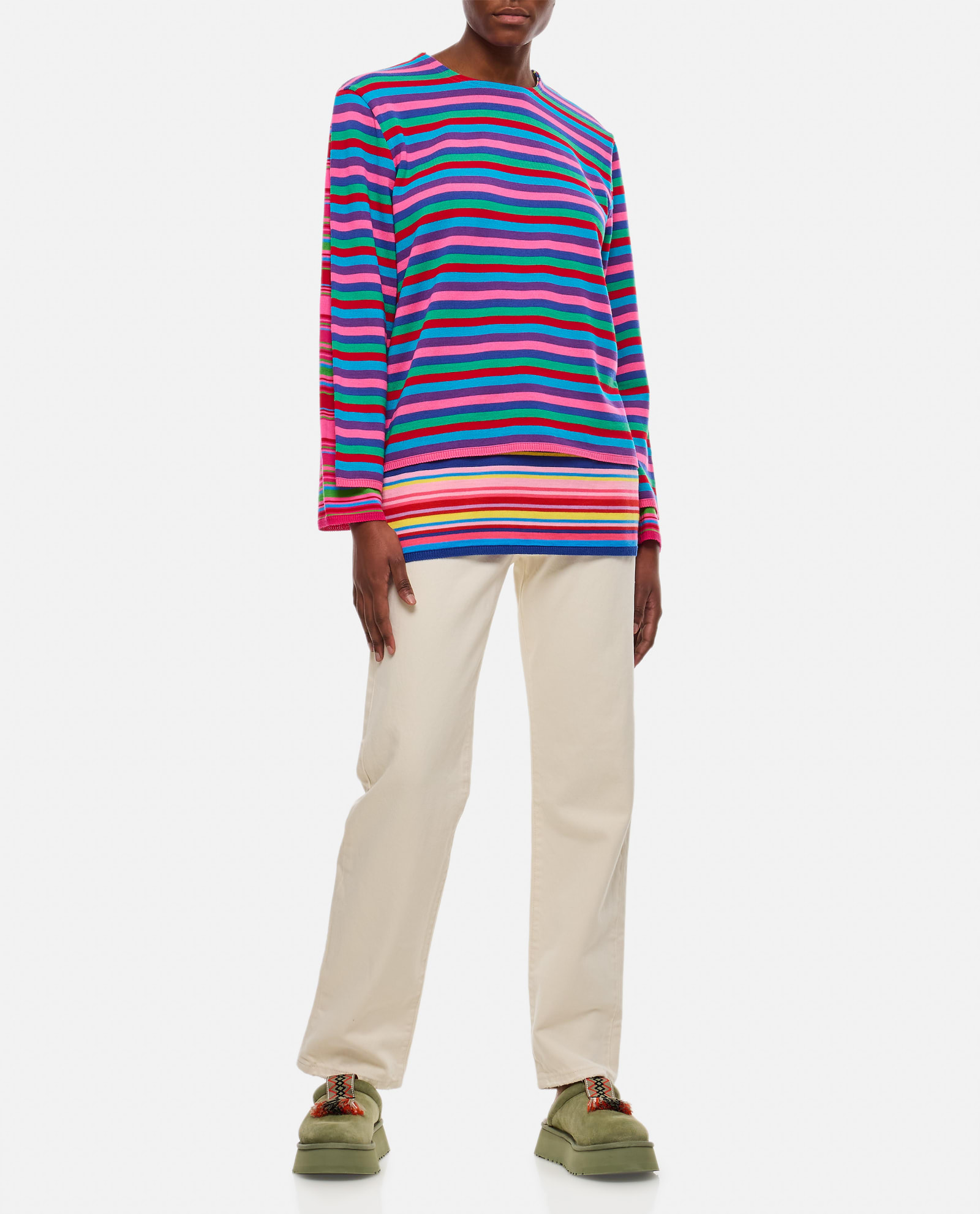 Shop Comme Des Garçons Striped Sweater In Multicolour