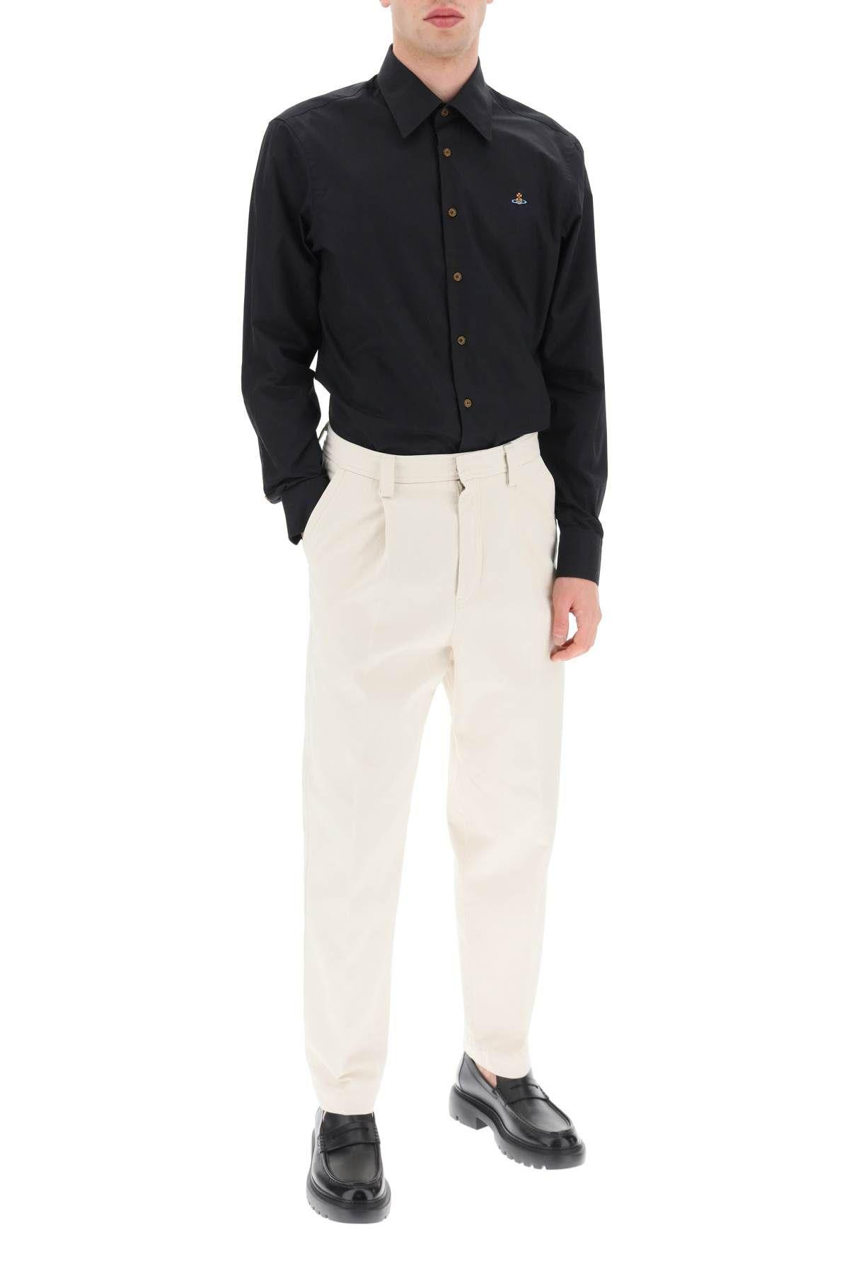 Shop Vivienne Westwood Poplin Shirt With Orb Embroidery In Black