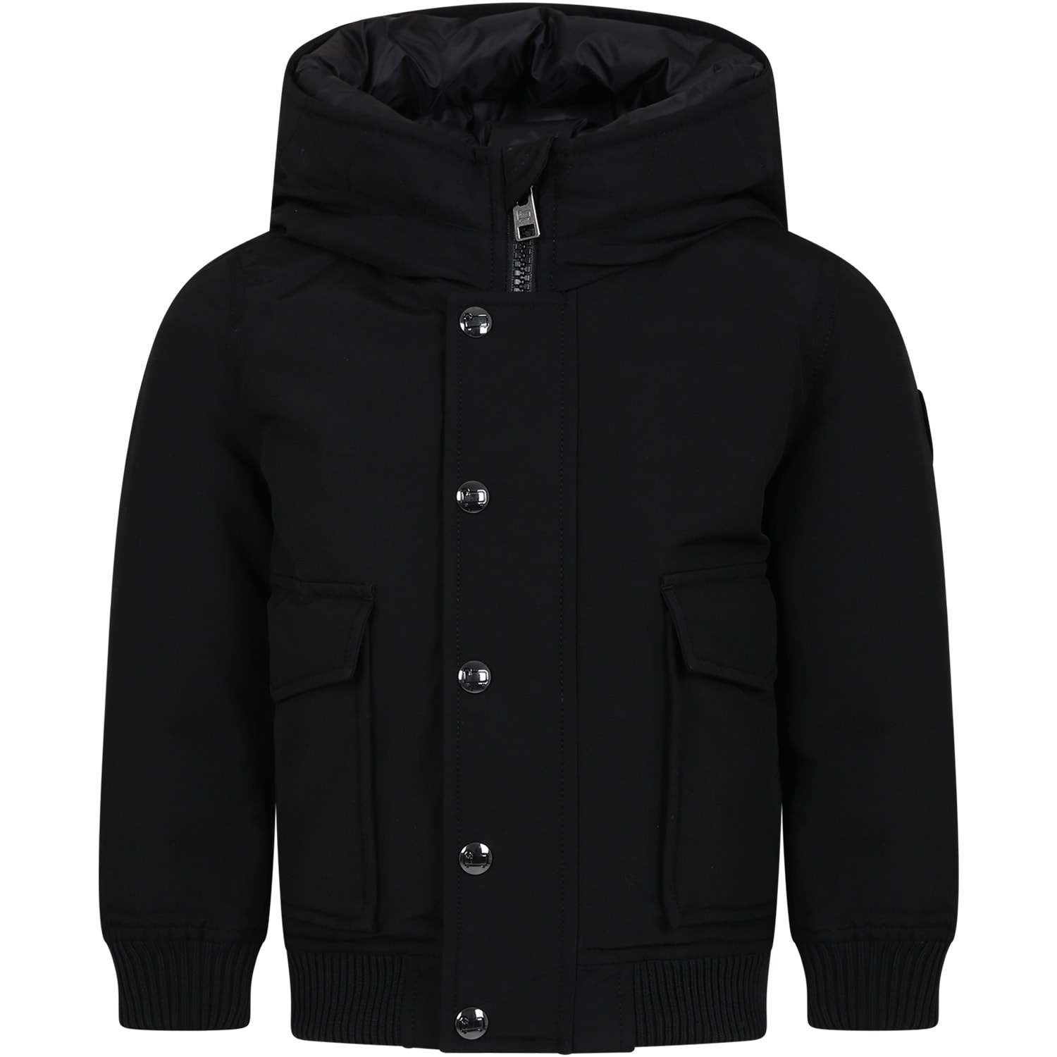 Woolrich Kids' Black Down Jacket For Boy With Logo