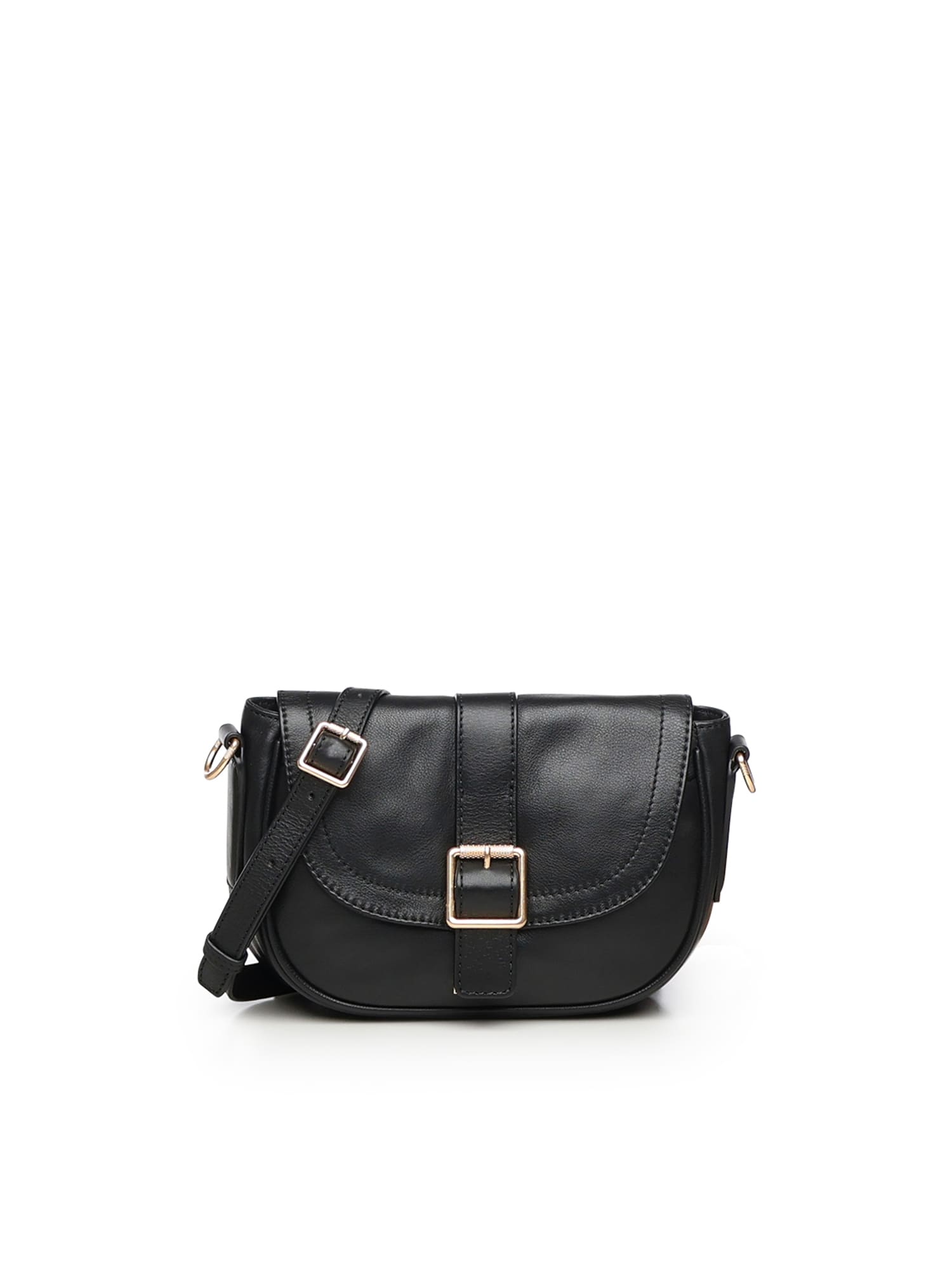 Biasia Leather Mini Crossbody Bag In Black