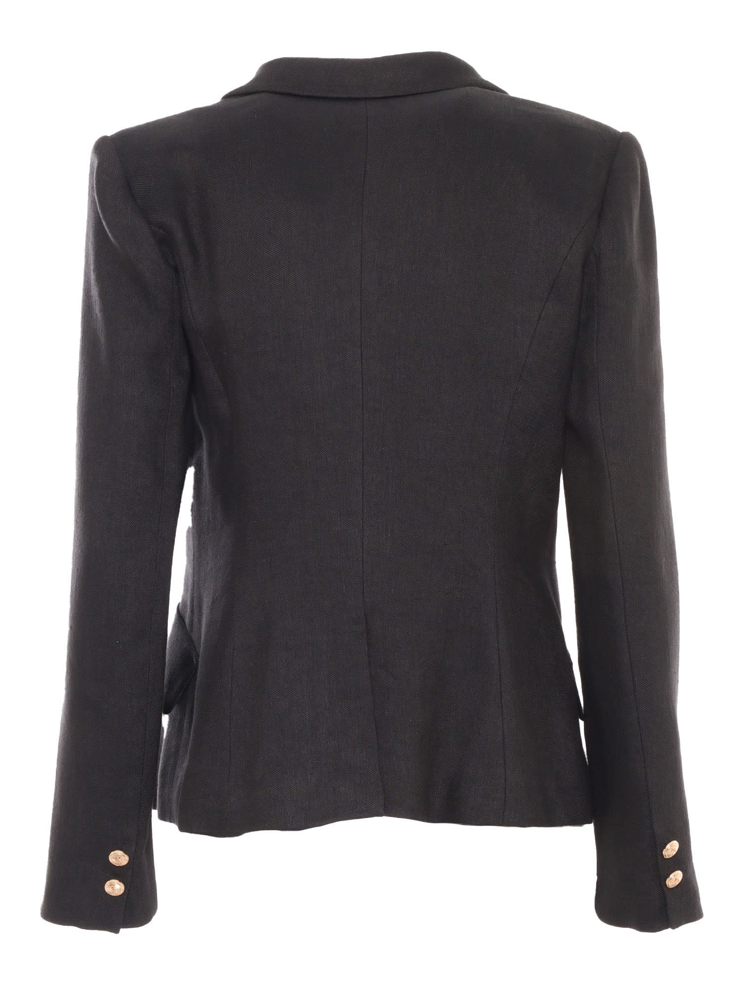 Elisabetta Franchi Black Double-breasted Jacket In Black