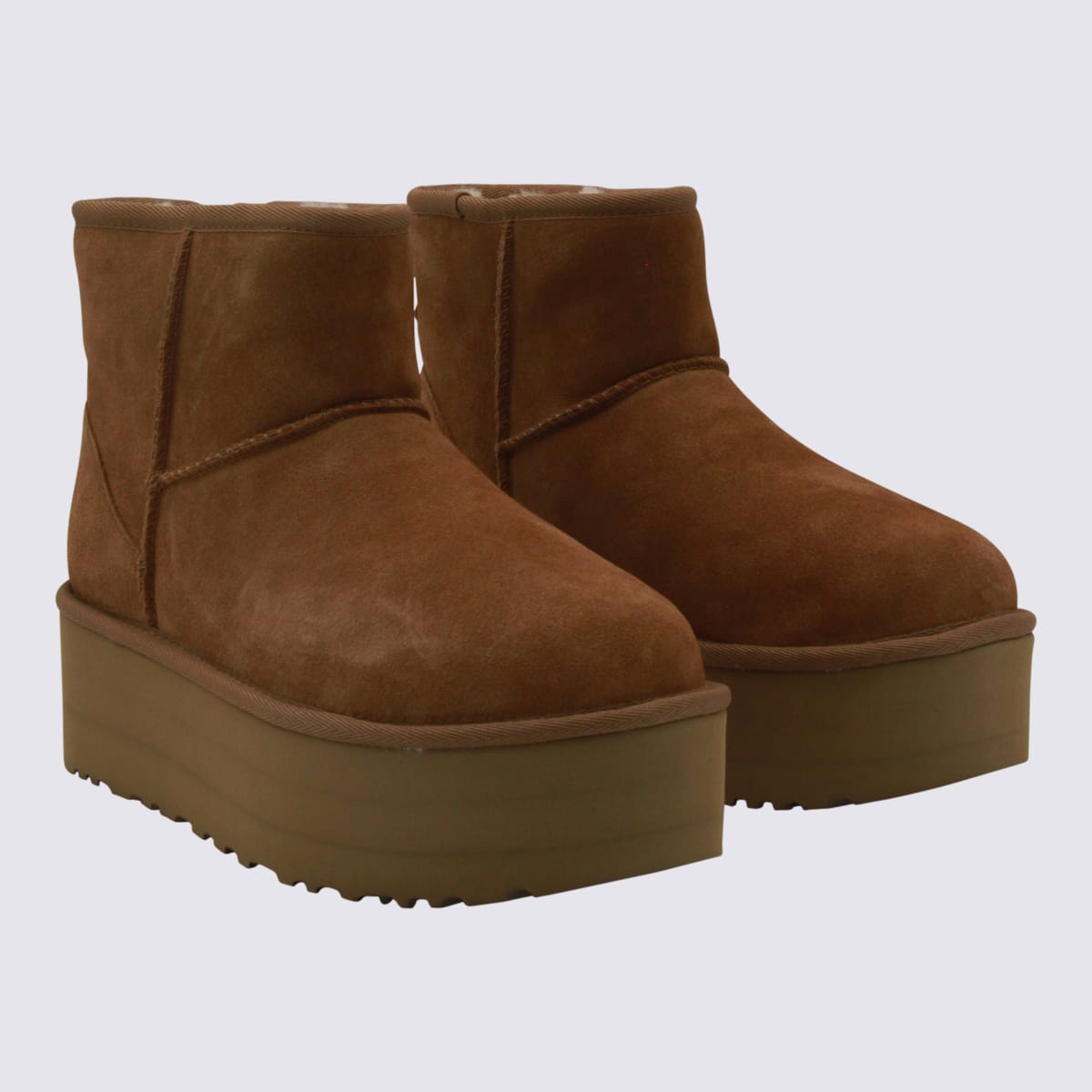 Ugg Beige Classic Mini Platform Boots In Brown