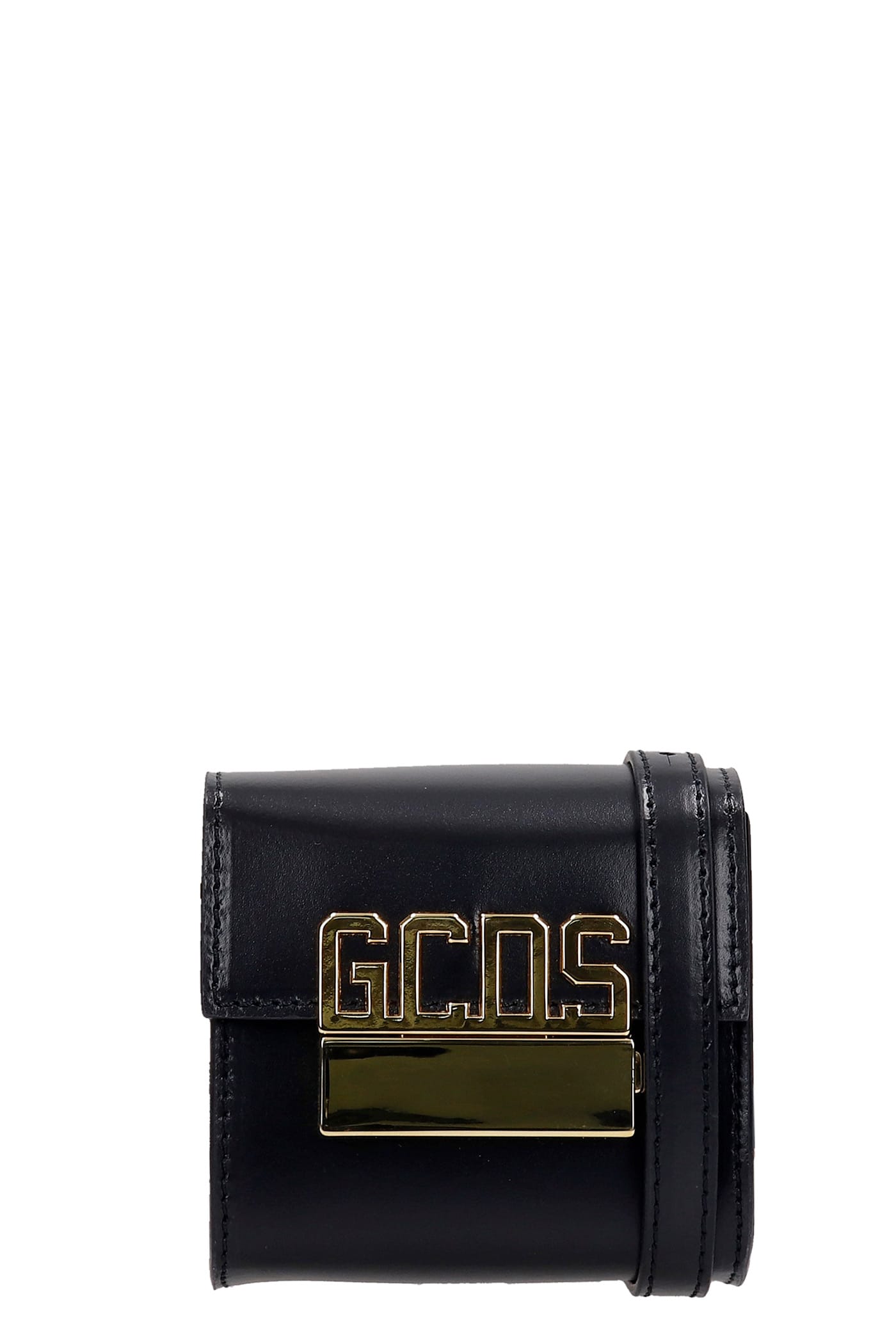 GCDS Shoulder Bag In Black Leather