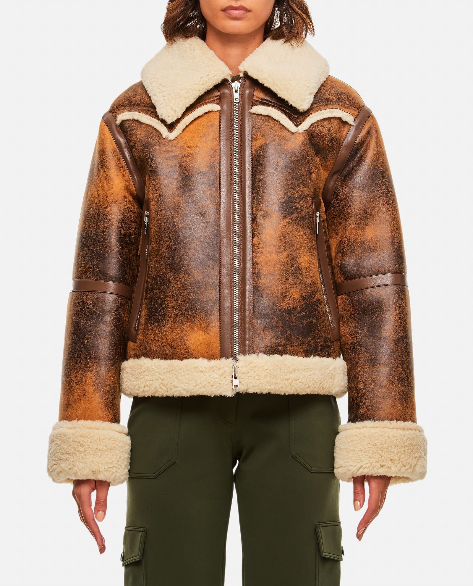 STAND STUDIO LESSIE FAUX SHEARLING JACKET