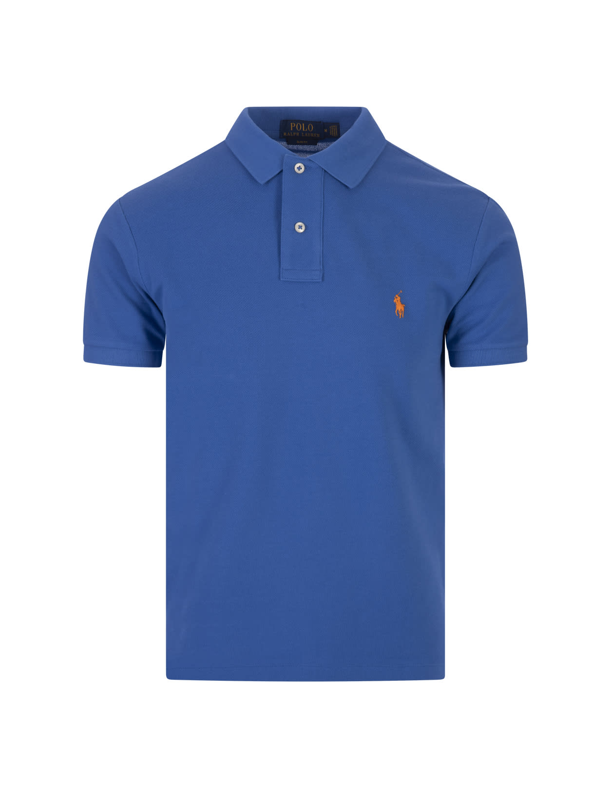 Iris Blue And Orange Slim-fit Piquet Polo Shirt