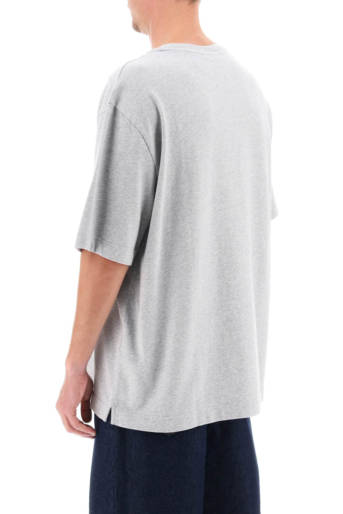 Shop Maison Kitsuné Ivy League Maxi T-shirt In Light Grey Melange (grey)