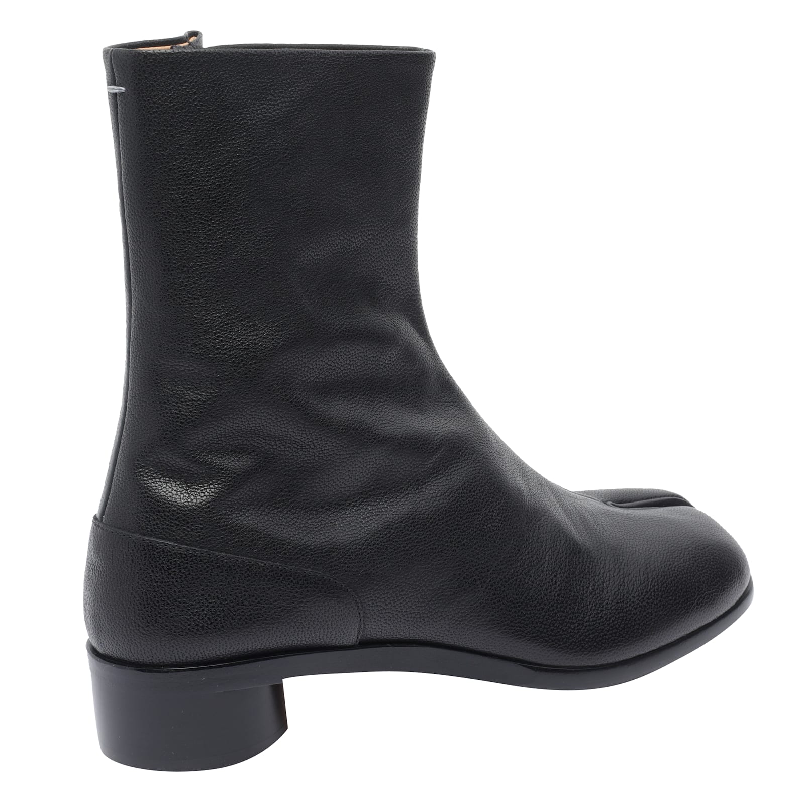 Maison Margiela Vintage Leather Tabi Boots In Black