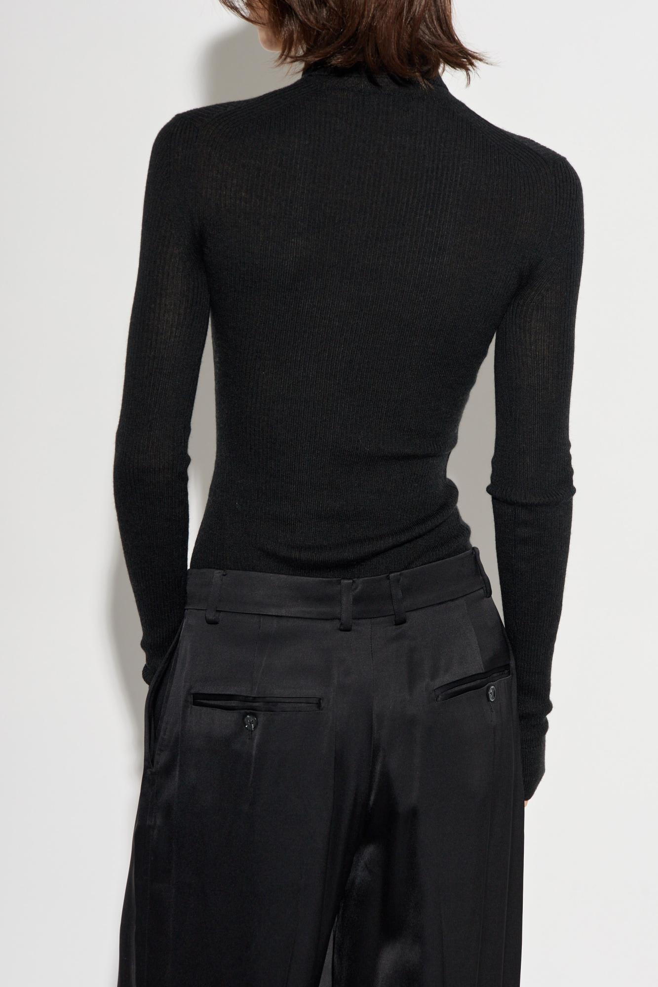 Lanvin Merino Wool And Silk Turtleneck Sweater In Black