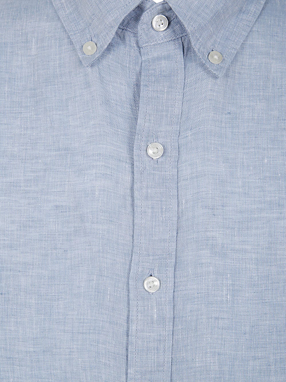 Michael Kors Slub-texture Curved Hem Shirt In Chambray