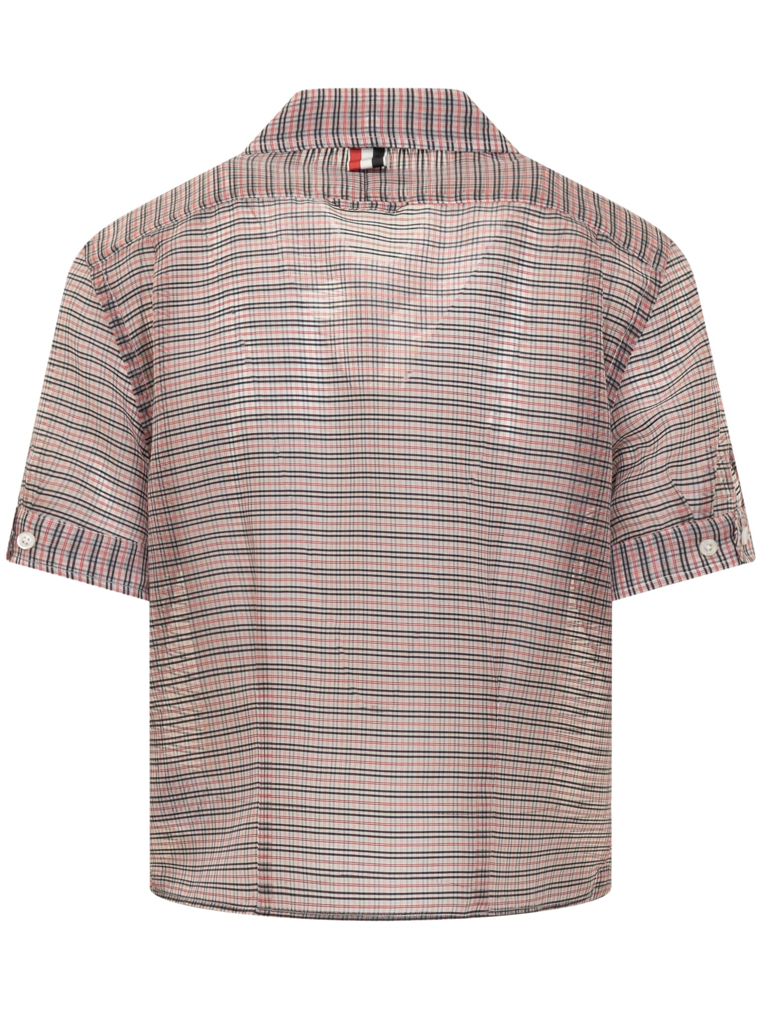 Shop Thom Browne Tucked Check Blouse In Rwbwht