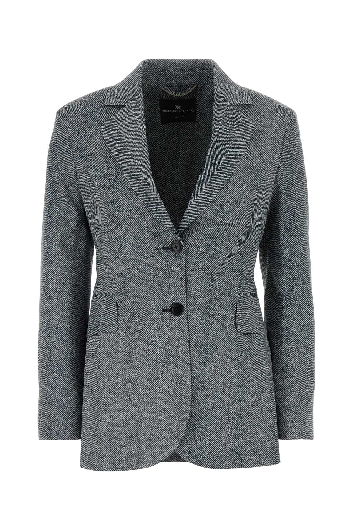 Ermanno Scervino Printed Viscose Blazer In Gray