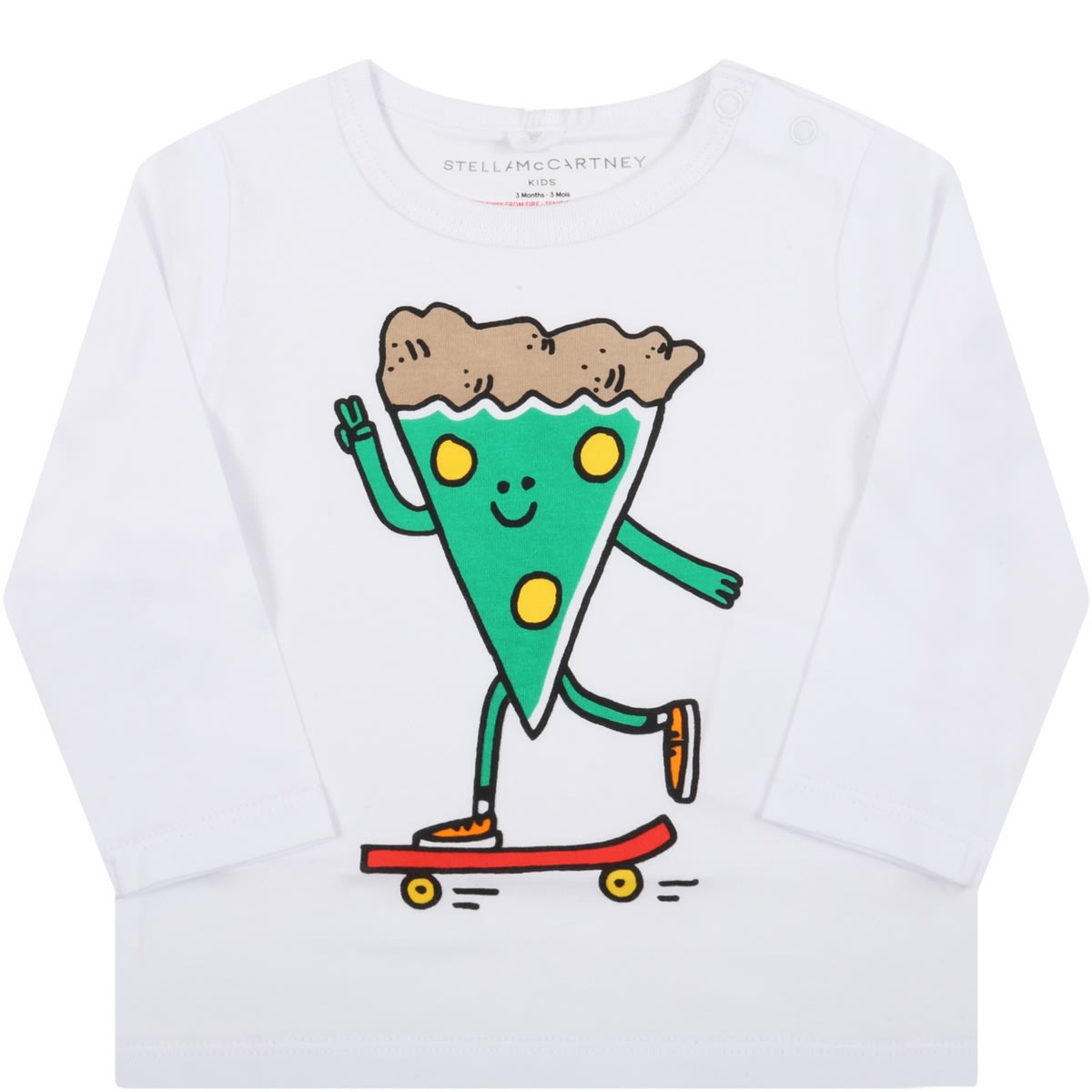 Stella McCartney Kids White T-shirt For Baby Kids With Pizza