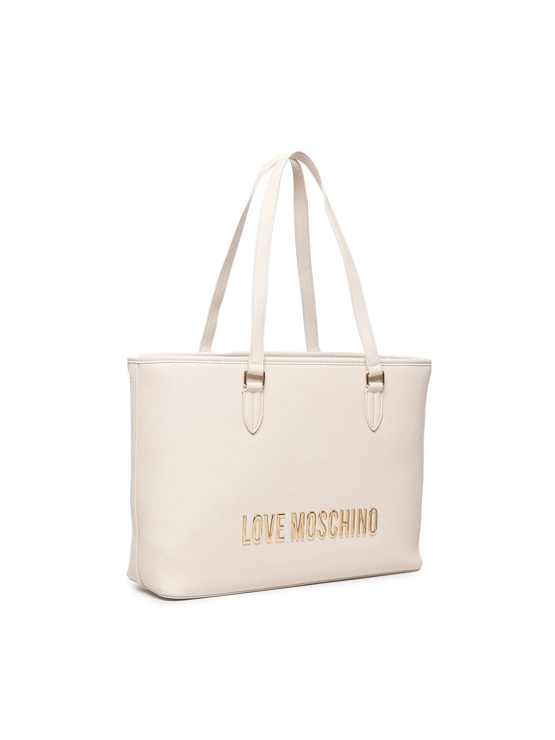 Shop Love Moschino Logo Lettering Tote Bag In Avorio