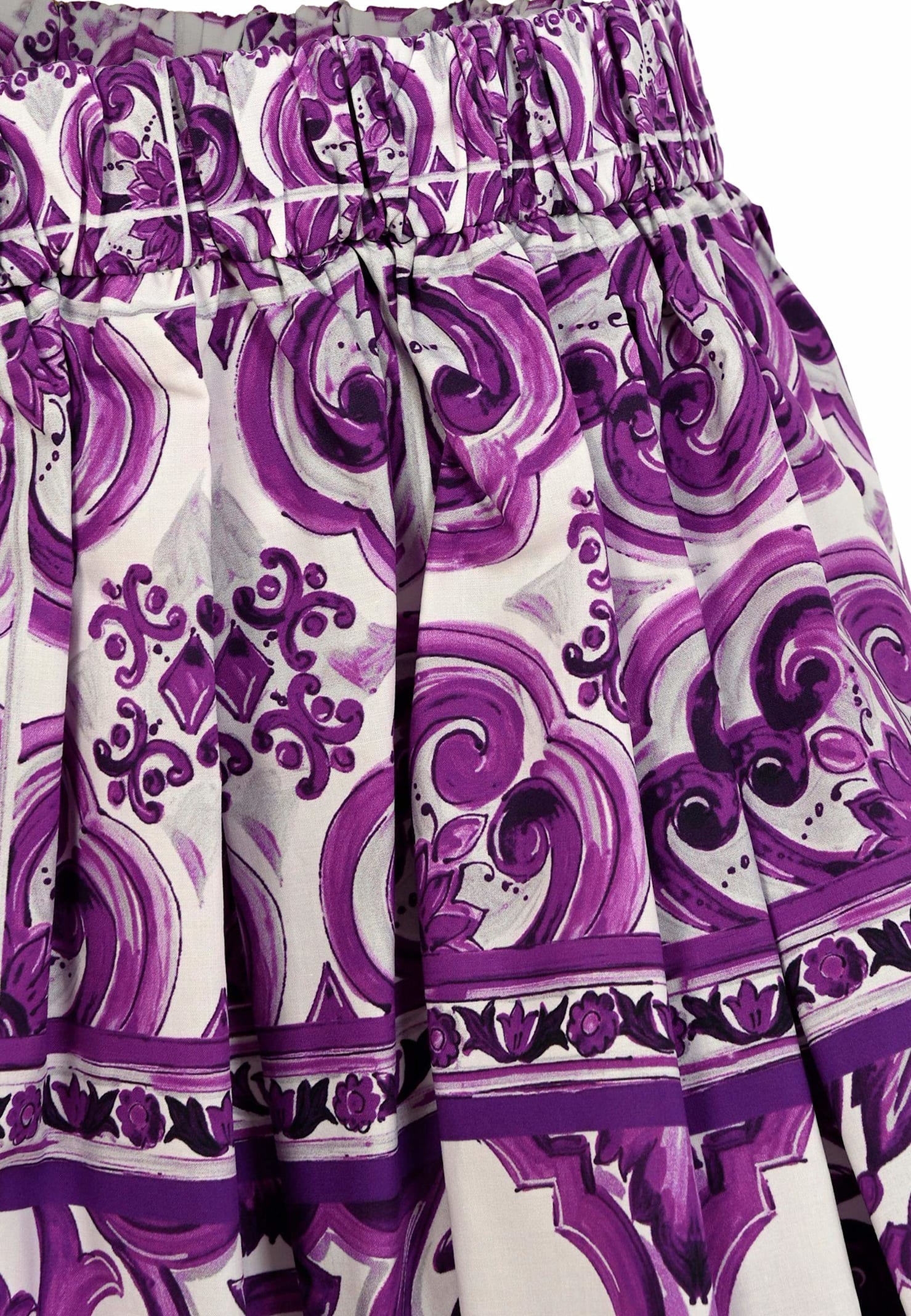 Dolce & Gabbana Graphic-print Cotton Skirt In Purple