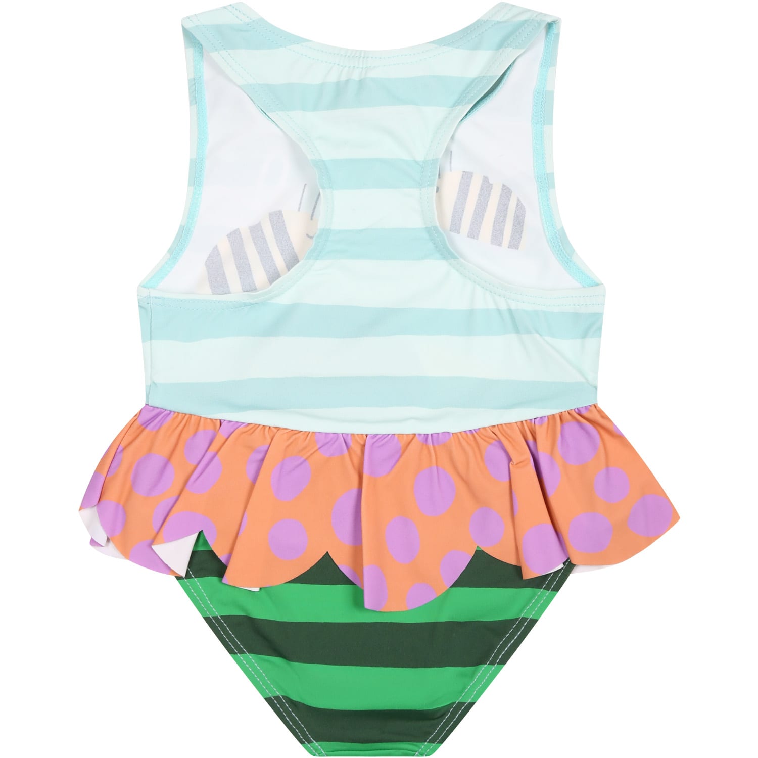 Shop Stella Mccartney Light Blue Swimsuit For Baby Girl With Bees