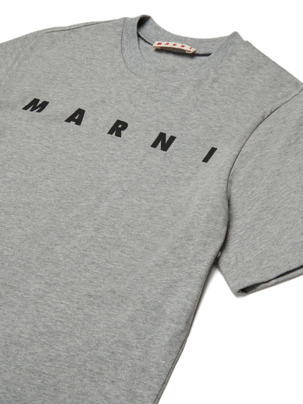 Marni Kids Gray Crew-neck Short-sleeve T-shirt In Gray