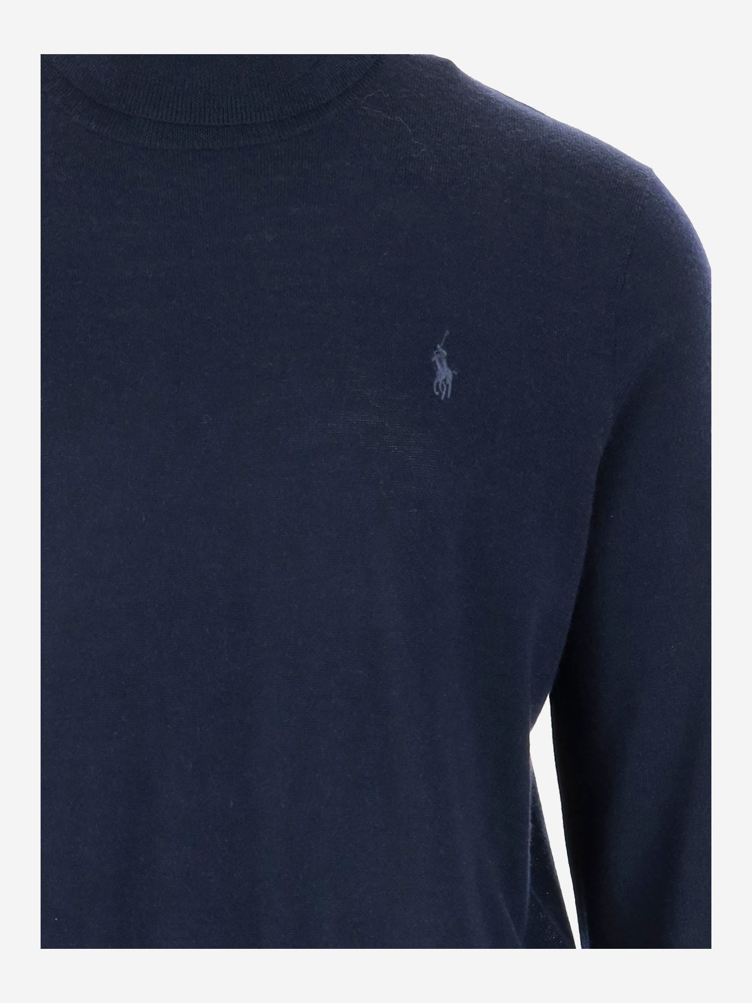 Shop Polo Ralph Lauren Wool Pullover With Logo In Blue