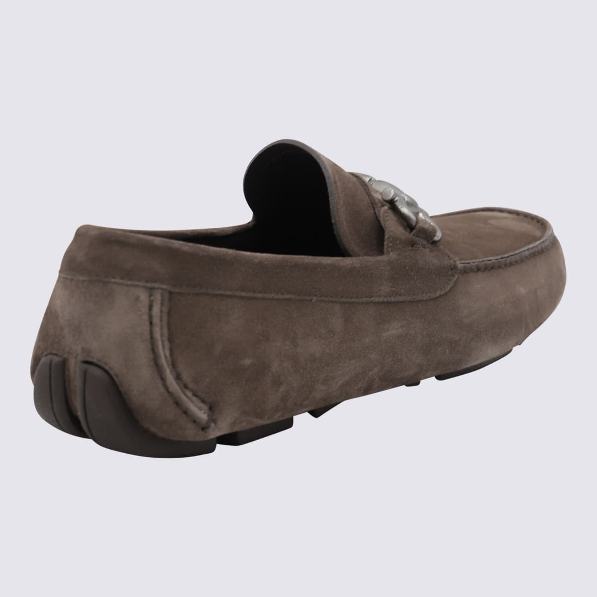 Ferragamo Buckle Detail Suede Loafers With Rubber Sole