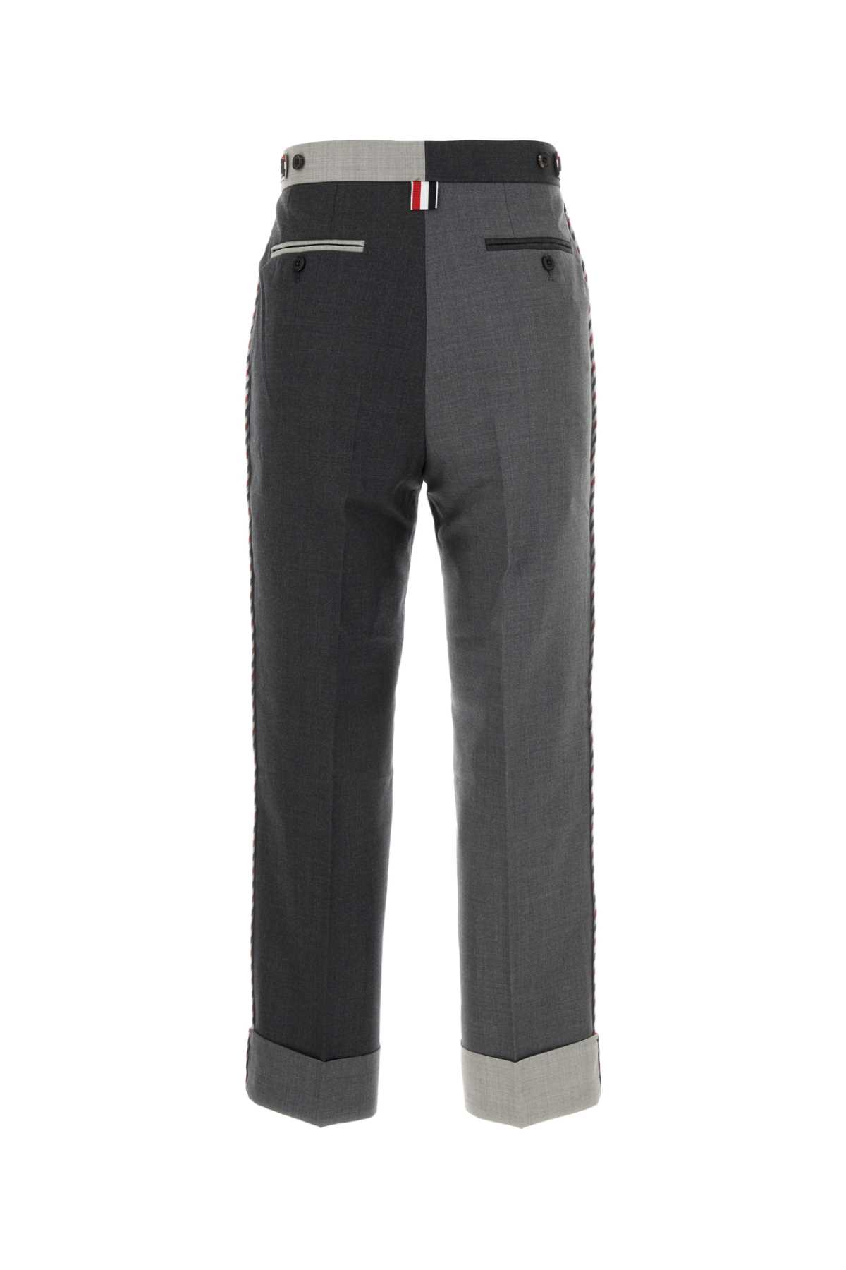 Shop Thom Browne Two-tone Wool Pant In Ltgrey