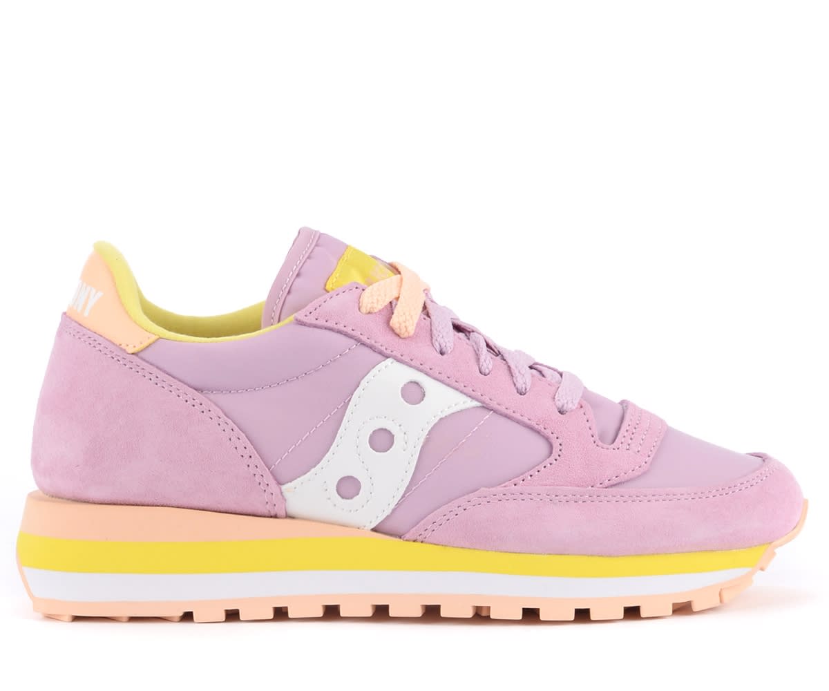 Saucony Jazz Triple Sneaker In Pink And Yellow Fabric