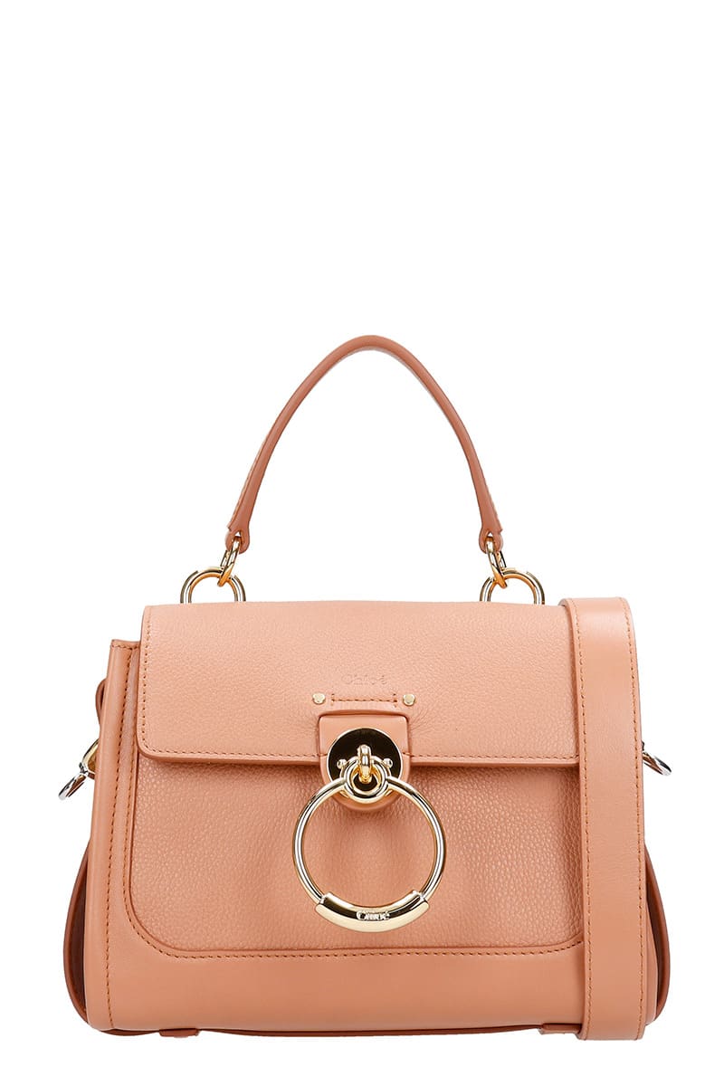 Chloé Tess Media Hand Bag In Brown Leather