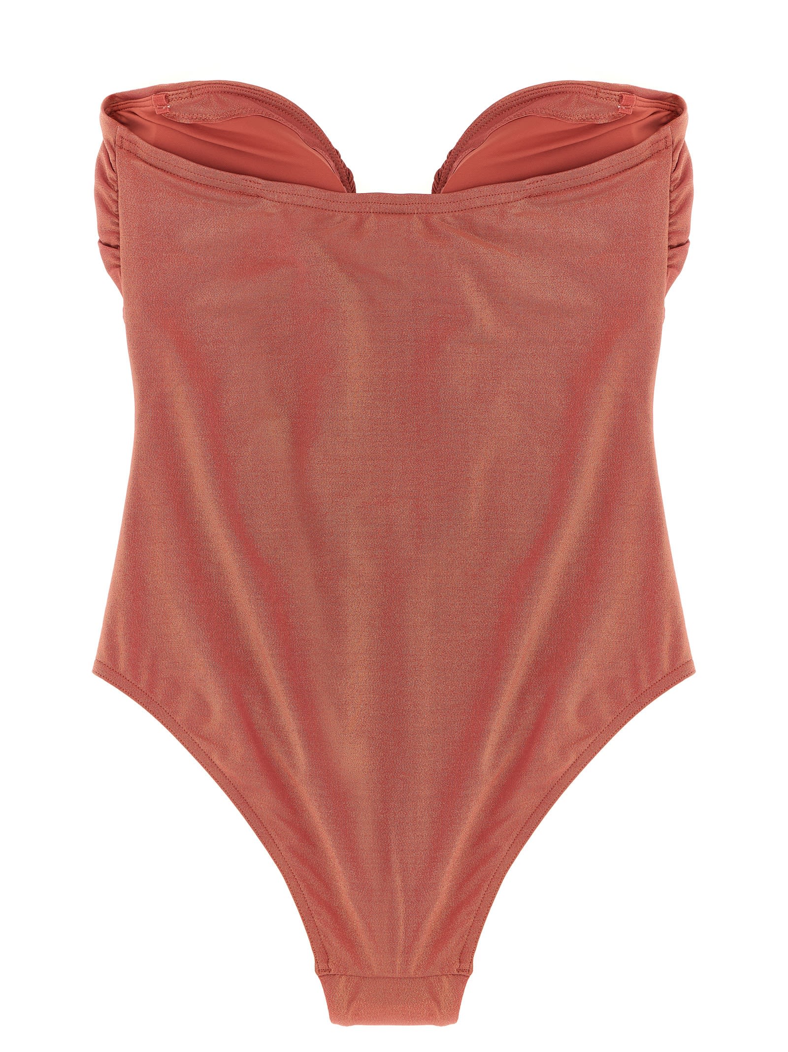 Zimmermann Rhiannon Deep Plunge One-piece Swimsuit In Brown