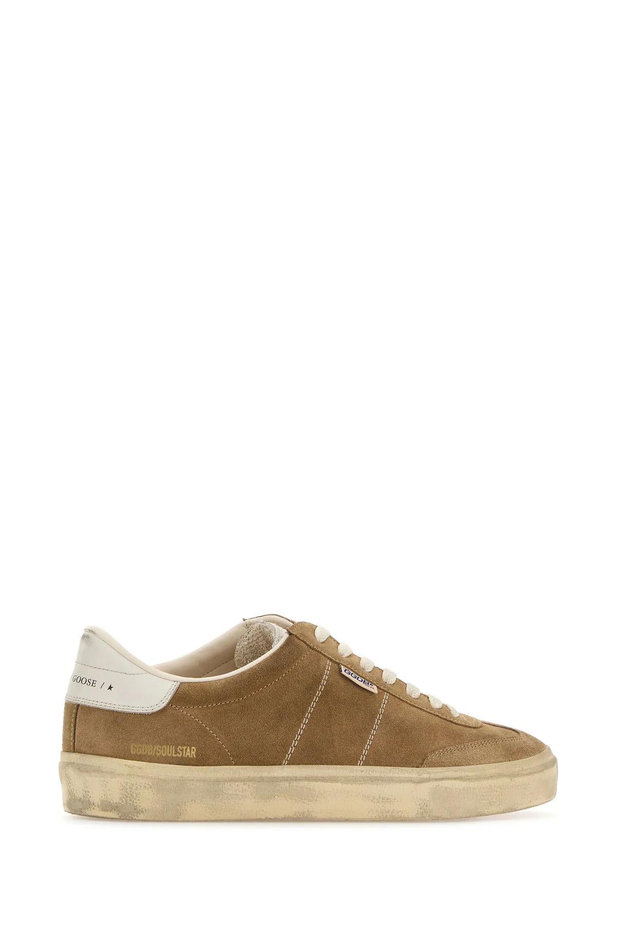 Shop Golden Goose Biscuit Suede Soul Star Sneakers In Tobacco/white/milk