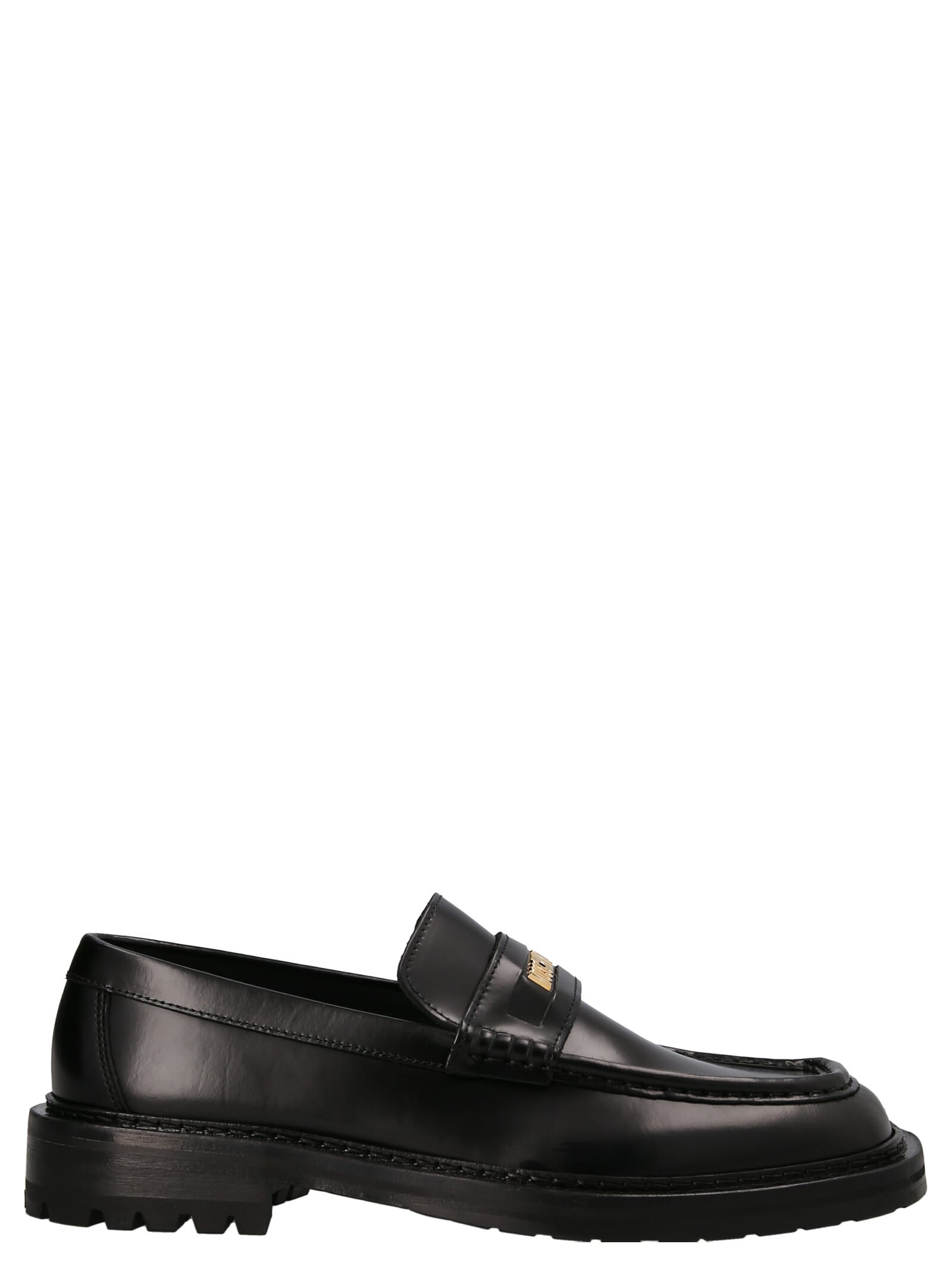 MOSCHINO ABRASIVE LEATHER LOAFERS