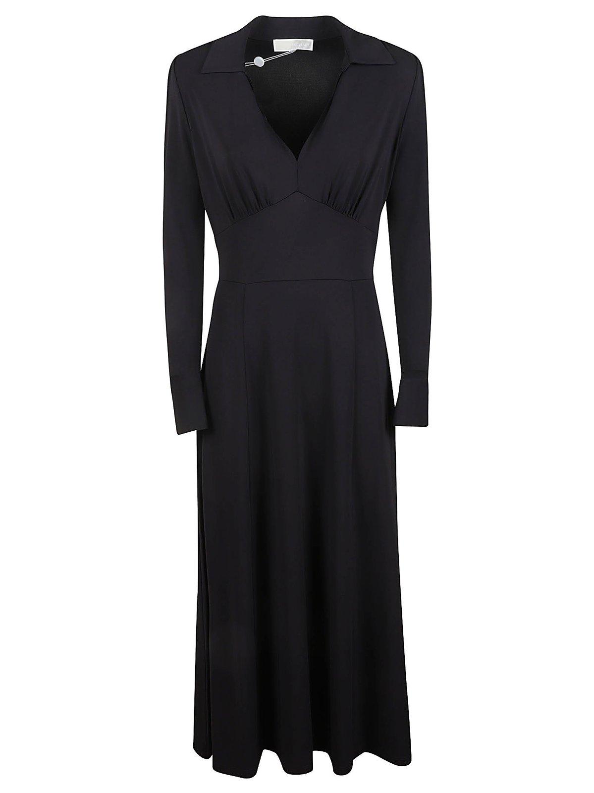Michael Kors V-neck Long-sleeved Maxi Dress In Black