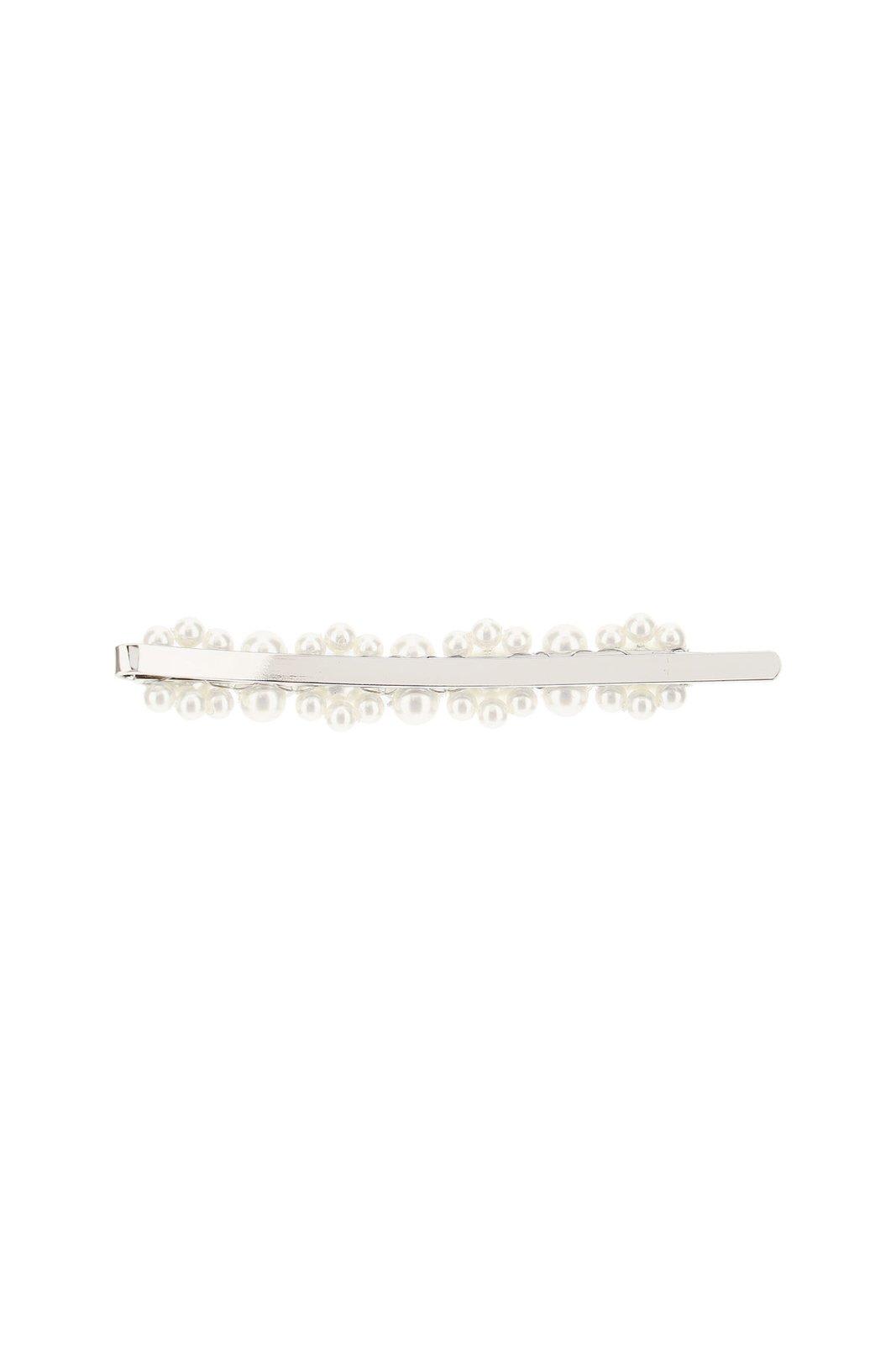 Shop Simone Rocha Pearl Embellished Hairclip In White/silver