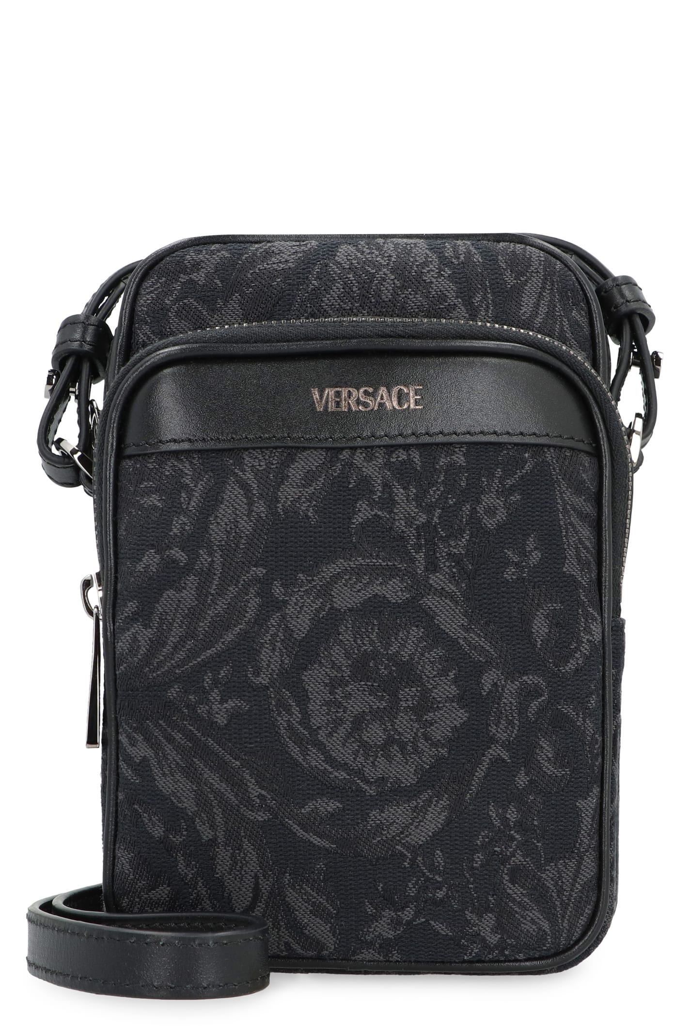 Shop Versace Athena Crossbody Bag In Black