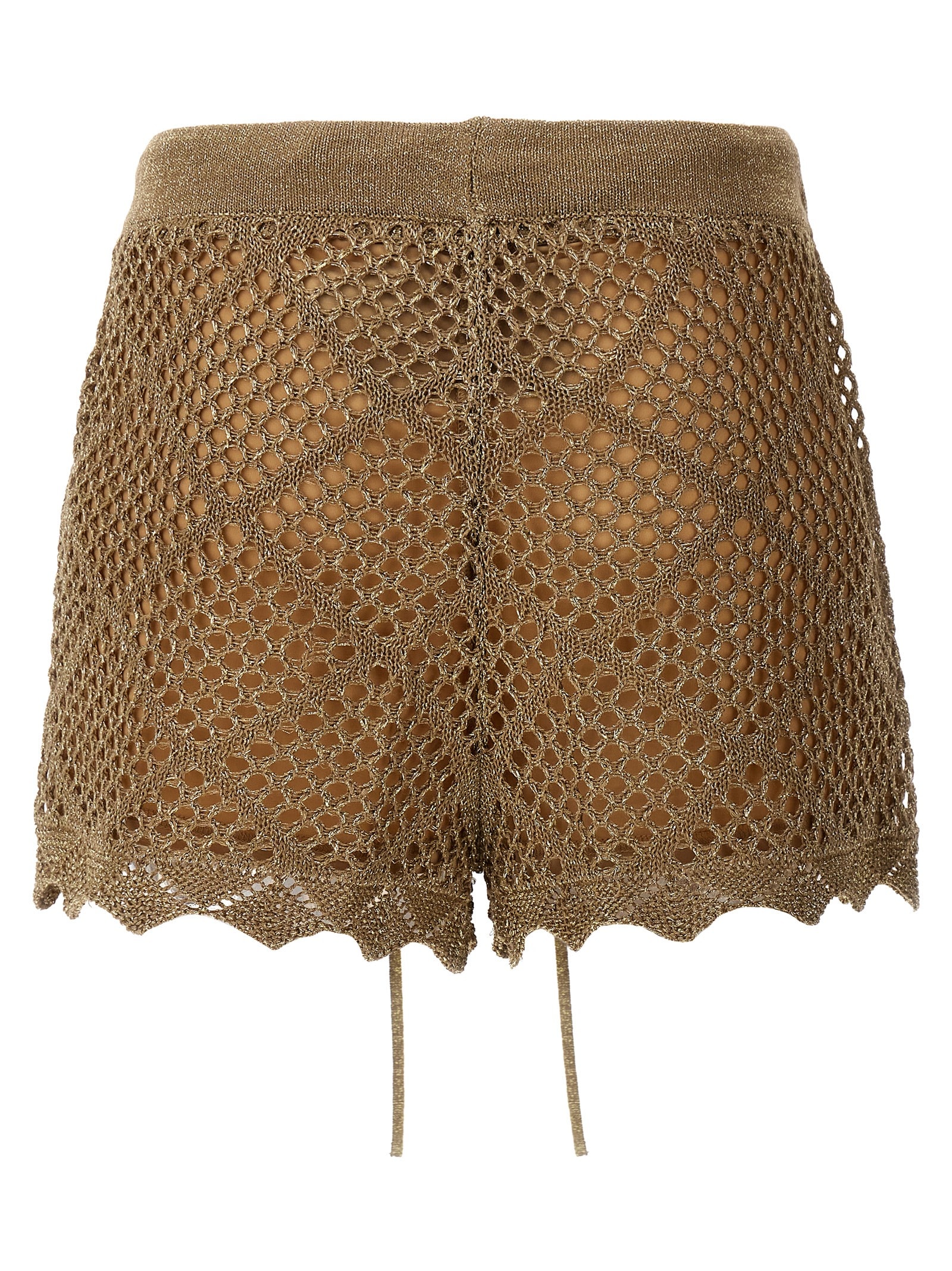 Shop Twinset Knitted Shorts In Hazelnut