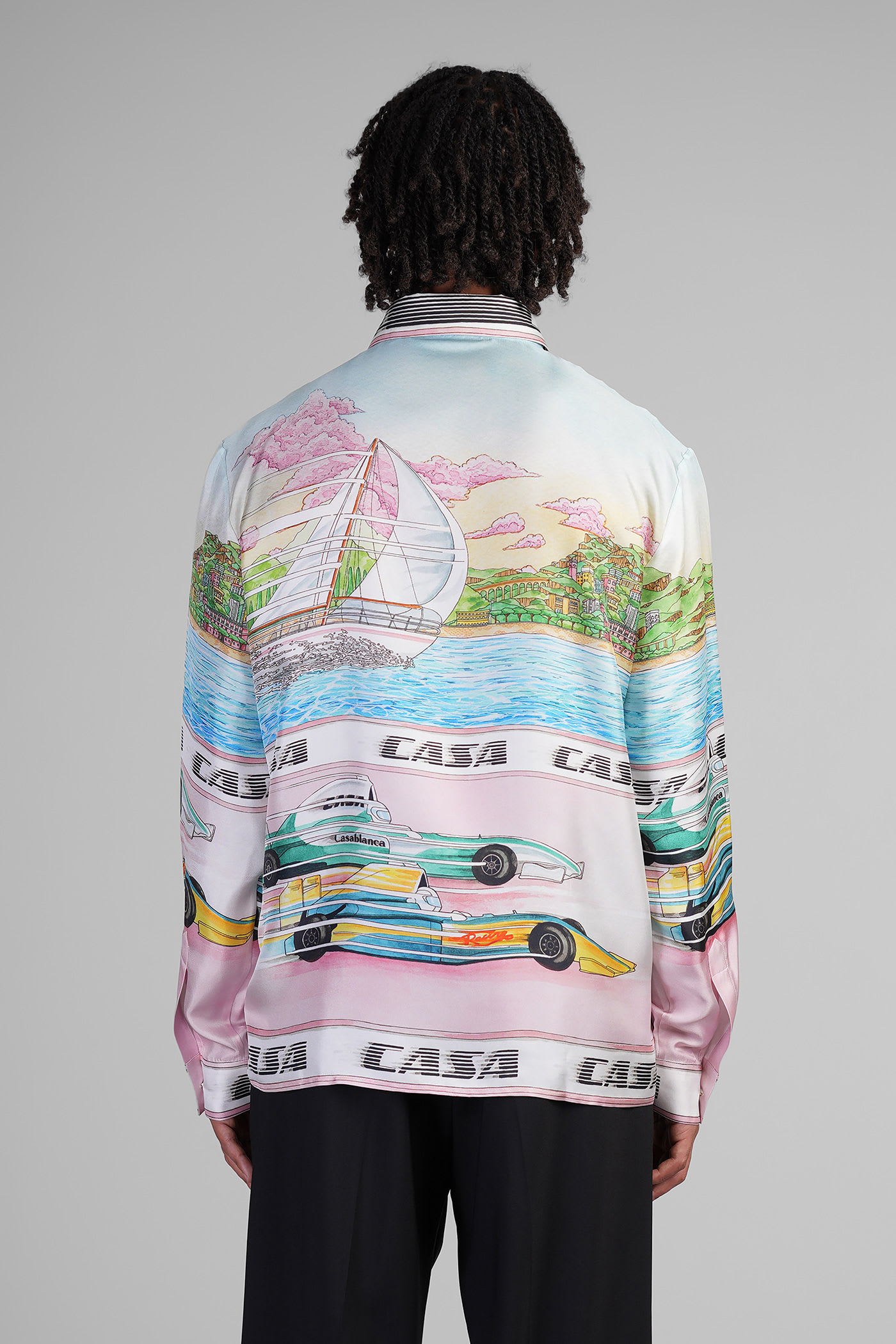 Casablanca Mens The Art Of Racing Classic Long-sleeve Silk Shirt In Multi