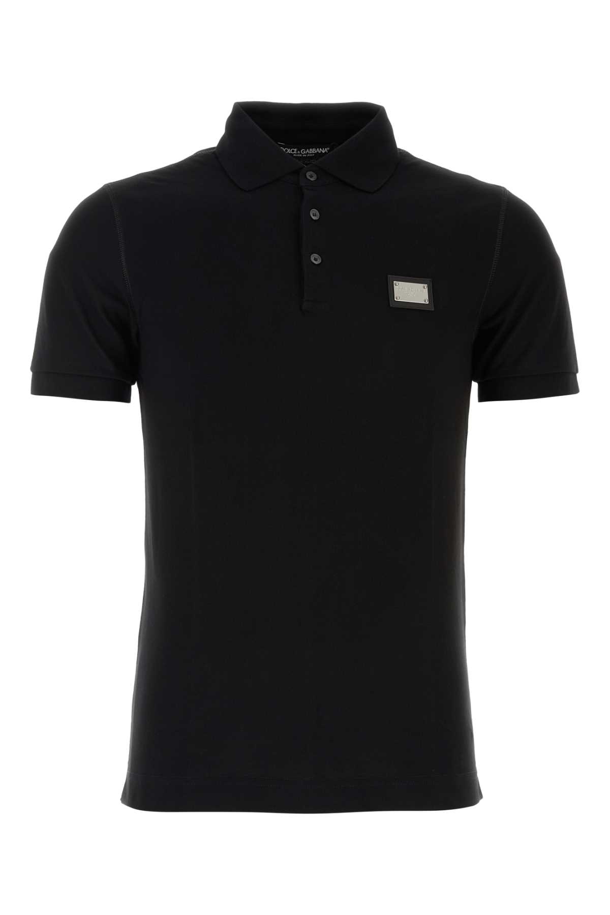 Shop Dolce & Gabbana Black Piquet Polo Shirt In Nero