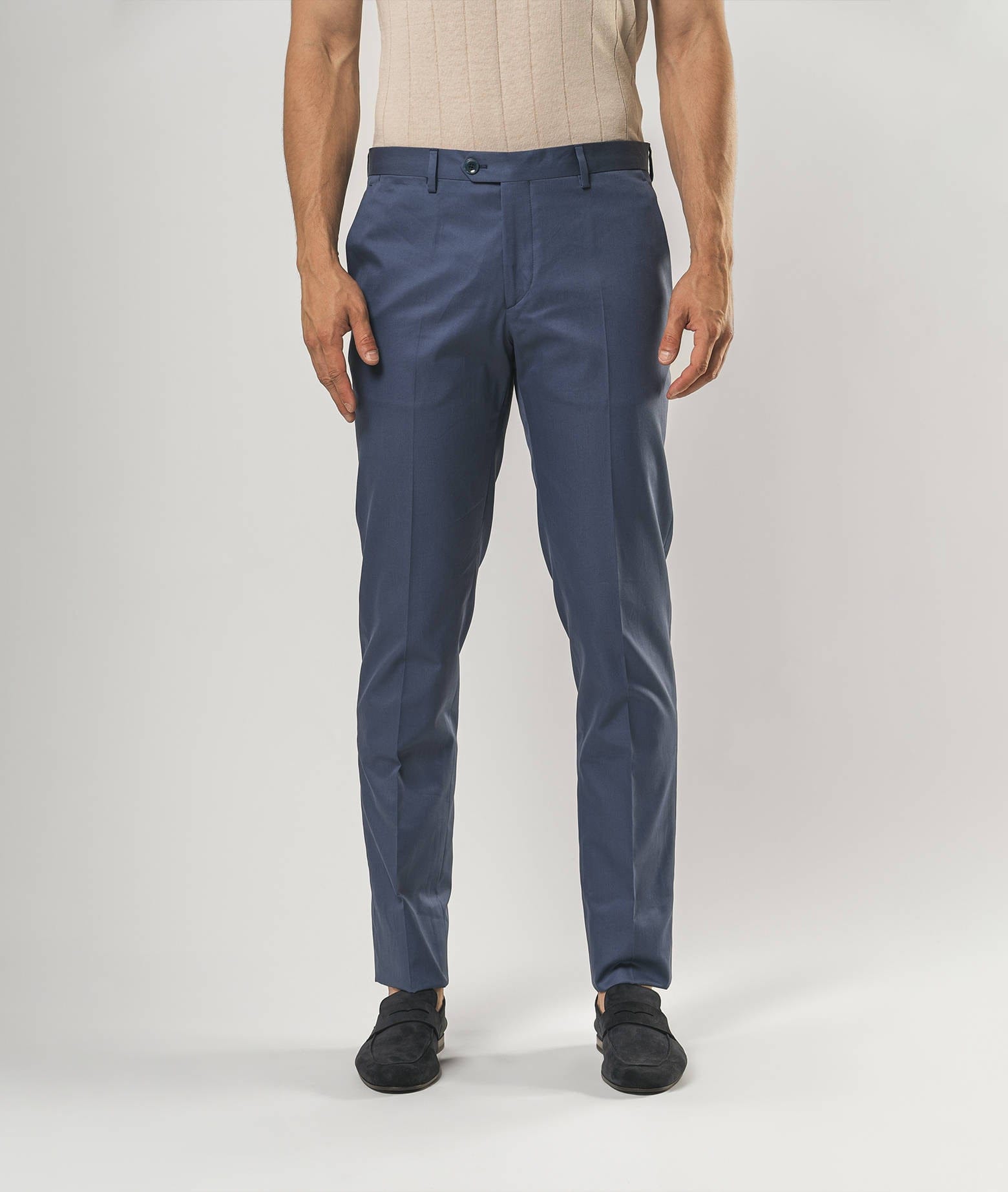 Larusmiani Velvet Trousers Howard Pants In Blue