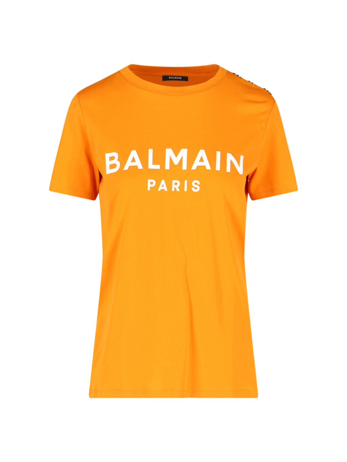 Shop Balmain T-shirt In Arancione/bianco