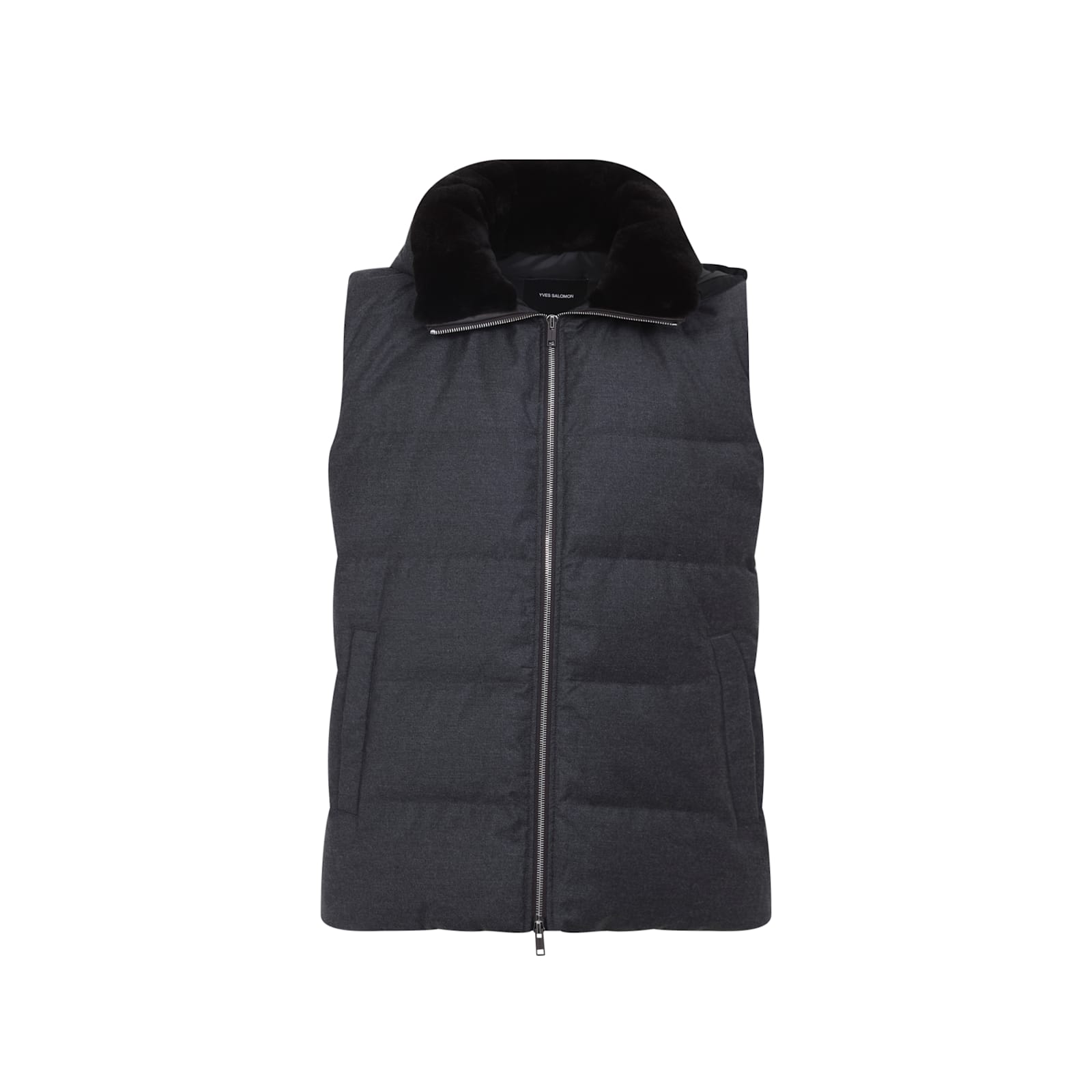 Yves Salomon Quilted Down-filled Mink Gilet With Contrast Lining In Black