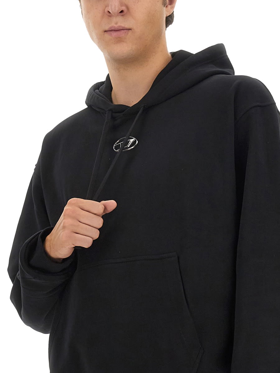 Shop Diesel Logo Hoodie In Black