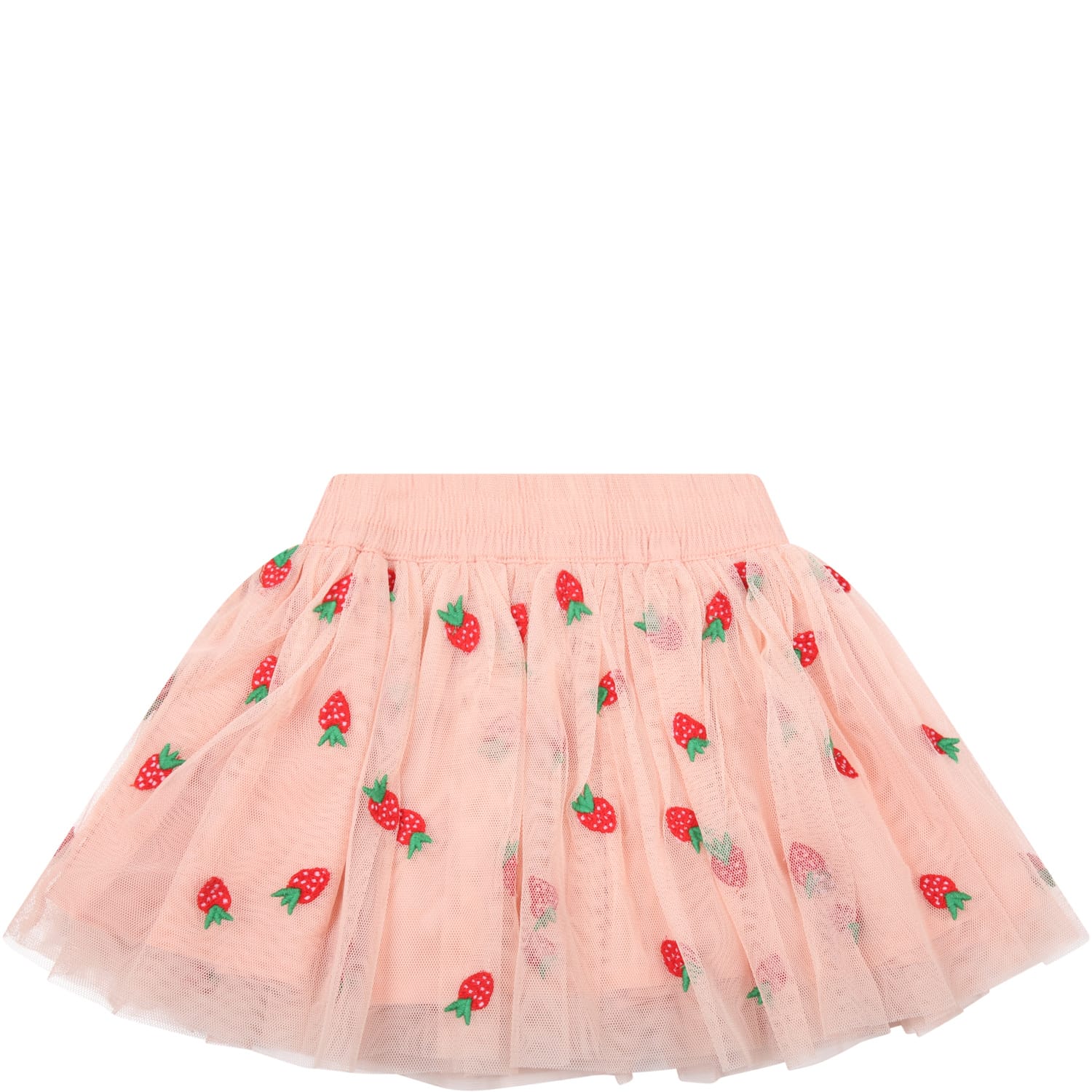 Stella McCartney Kids Pink Skirt For Baby Girl With Red Strawberry