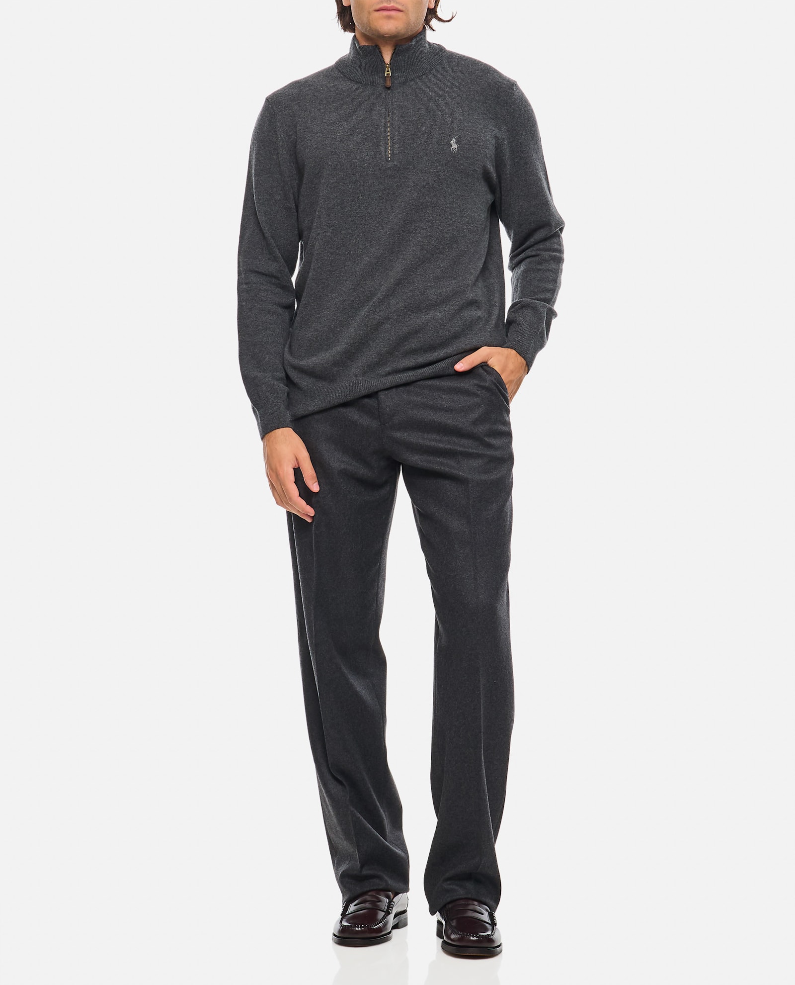 Shop Polo Ralph Lauren Long Sleeve-pullover In Grey