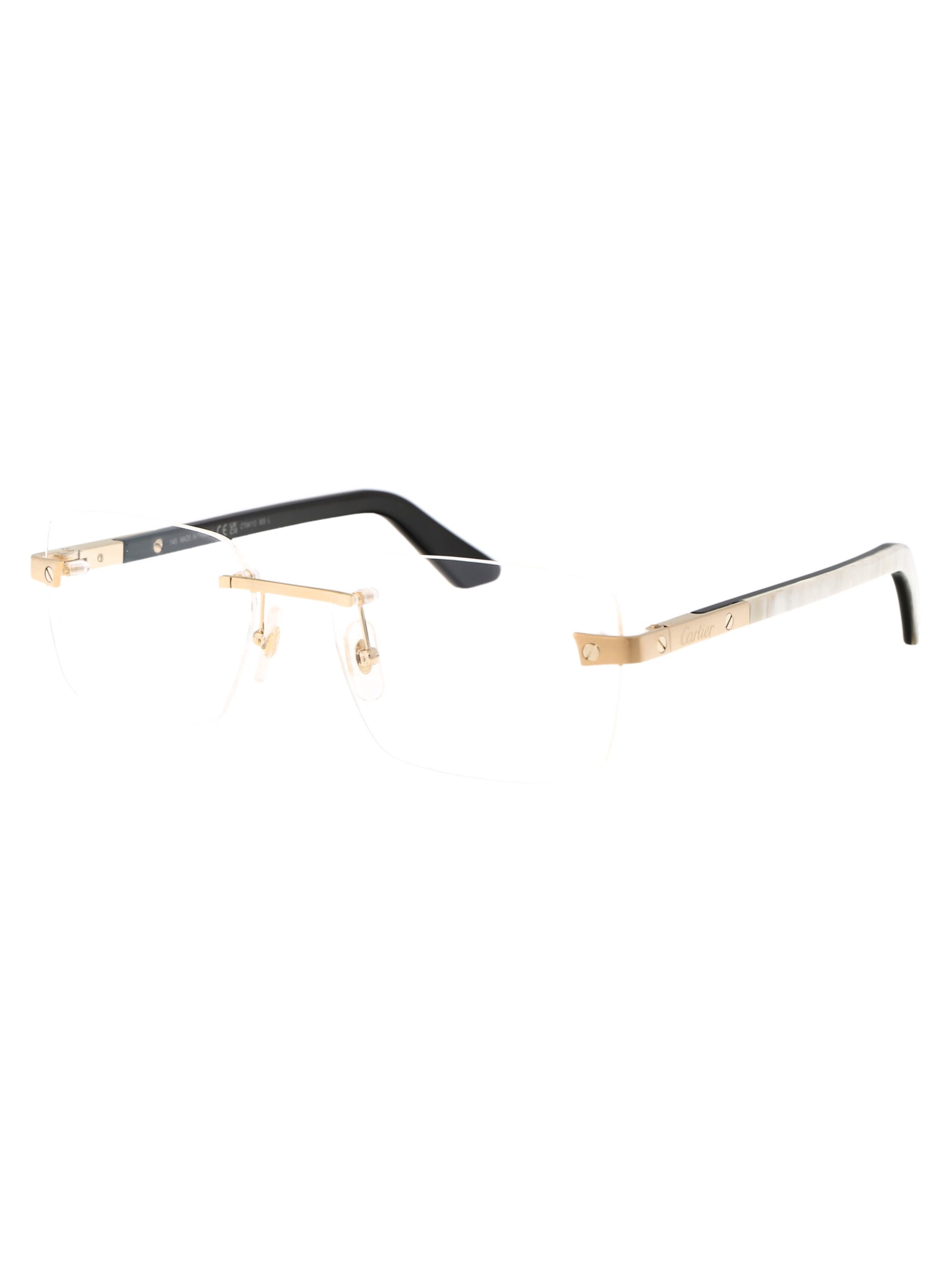 Shop Cartier Ct0411o Glasses In 003 Gold White Transparent
