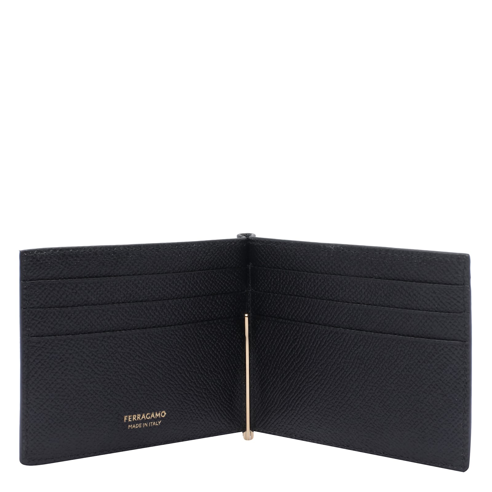 Ferragamo Logo Plaque Bi-fold Wallet In Black
