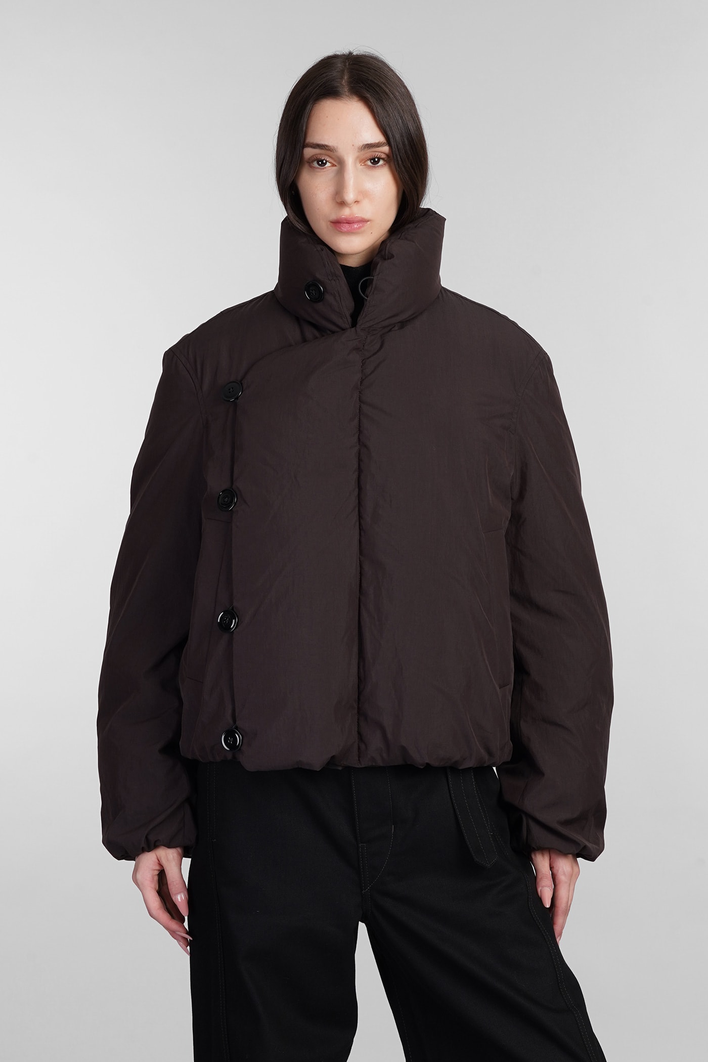 Shop Lemaire Puffer In Brown Polyamide