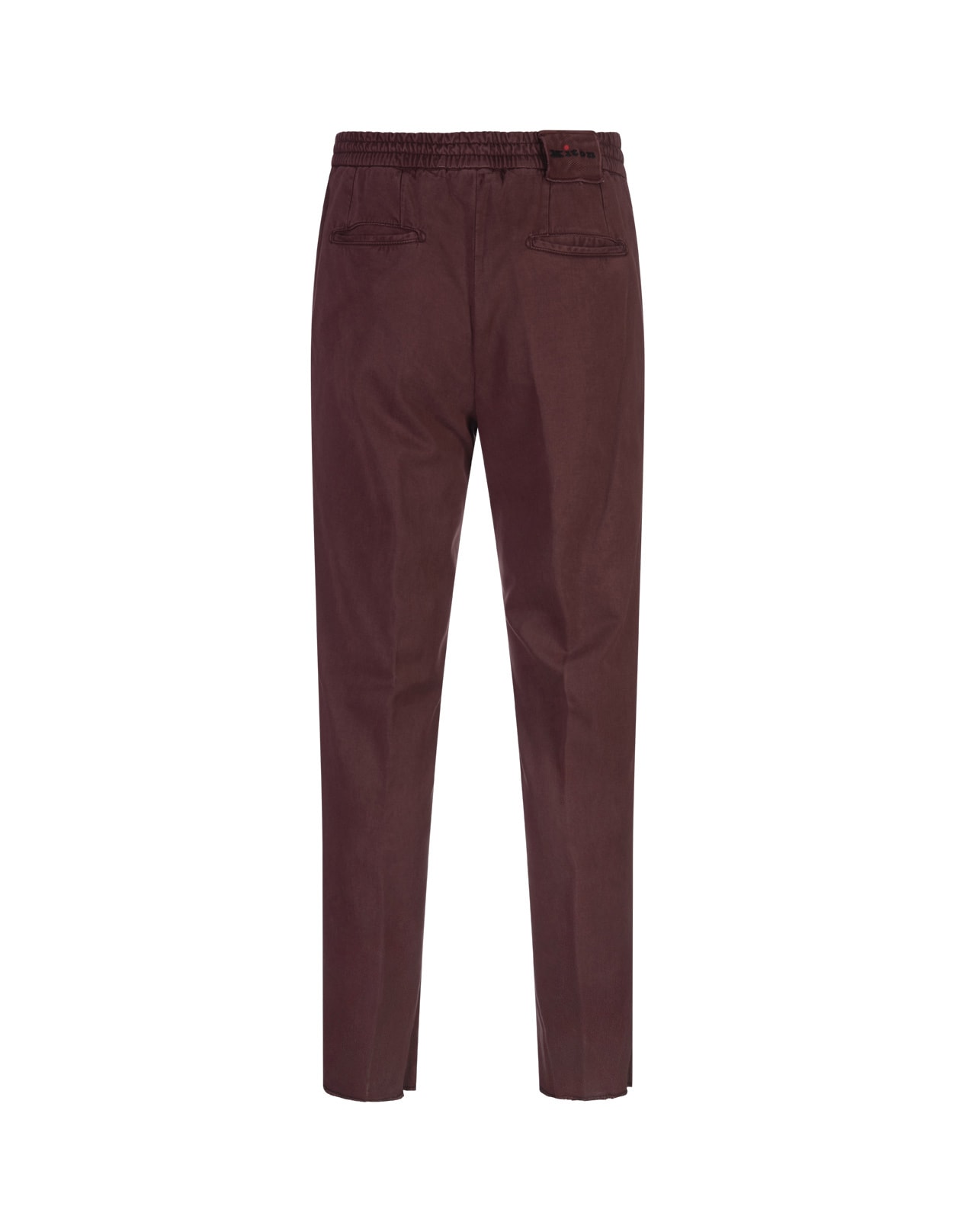 Shop Kiton Burgundy Trousers With Elasticised Waistband In Red