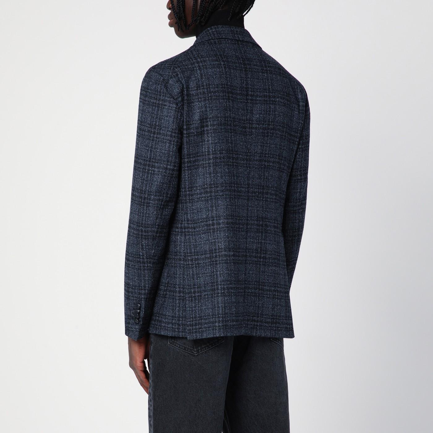 Tagliatore Blue Single-breasted Checked Jacket In Blue