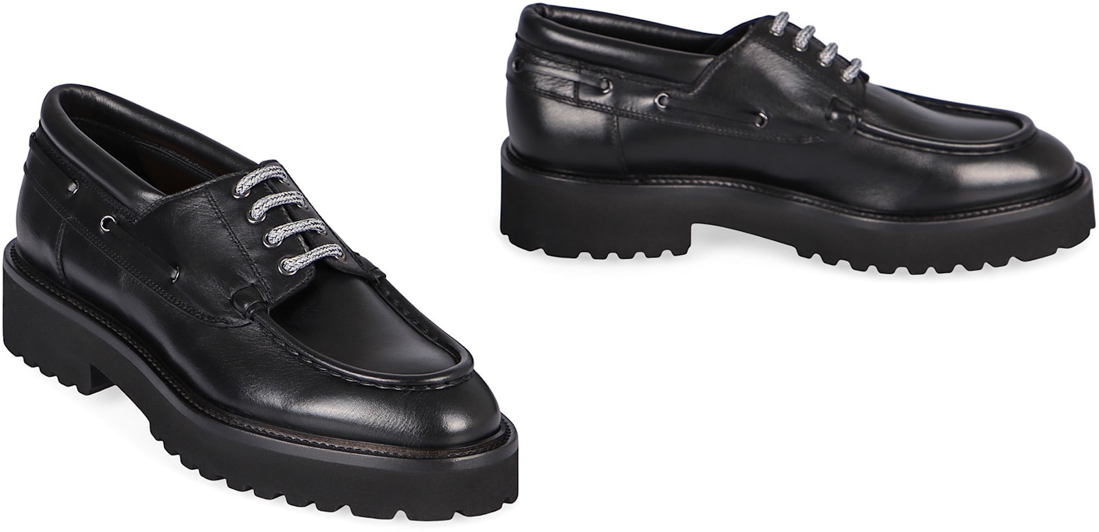 Doucal's Leather Lace-up Loafers In Black
