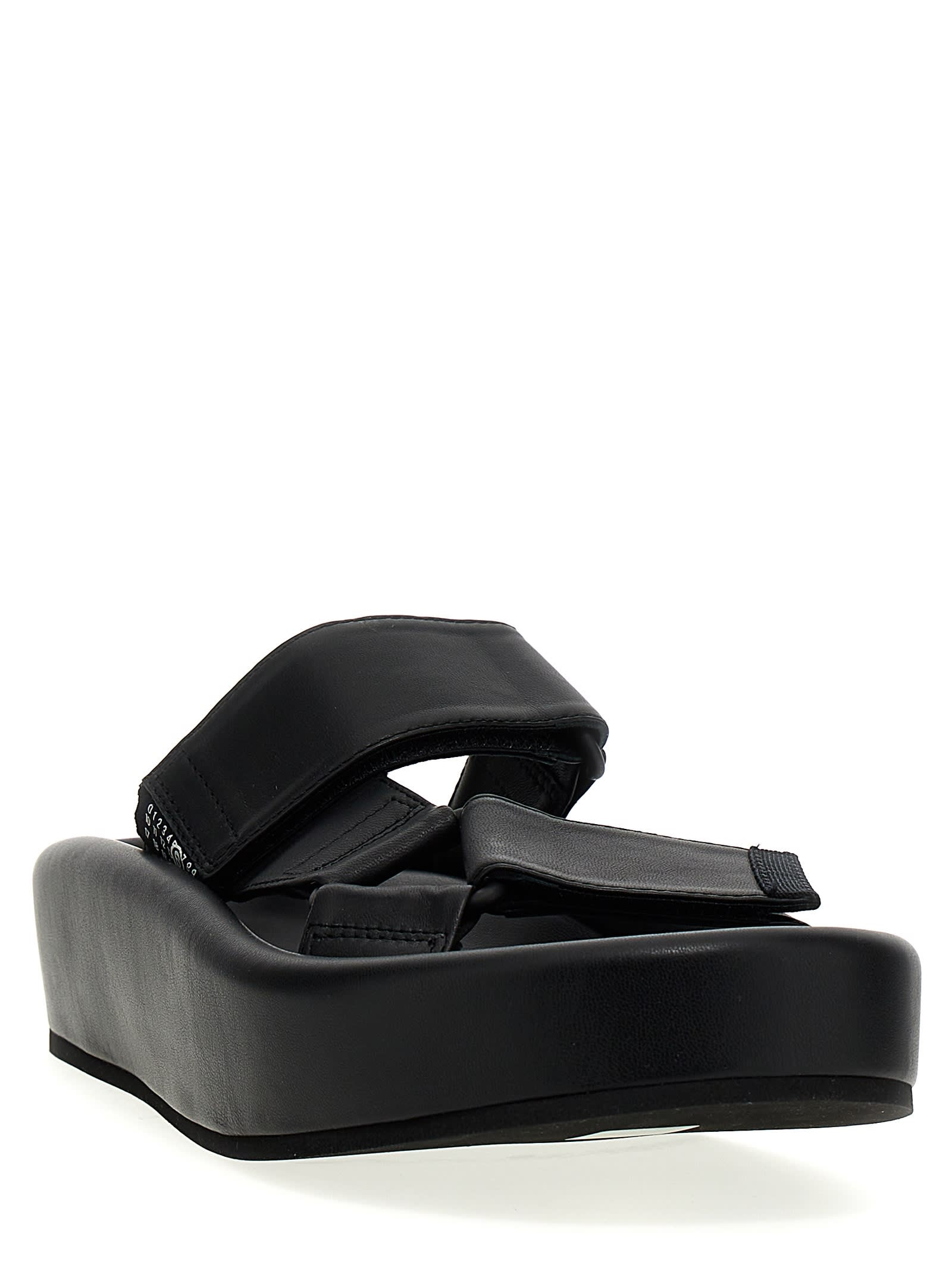 Shop Mm6 Maison Margiela Leather Sandals In Black